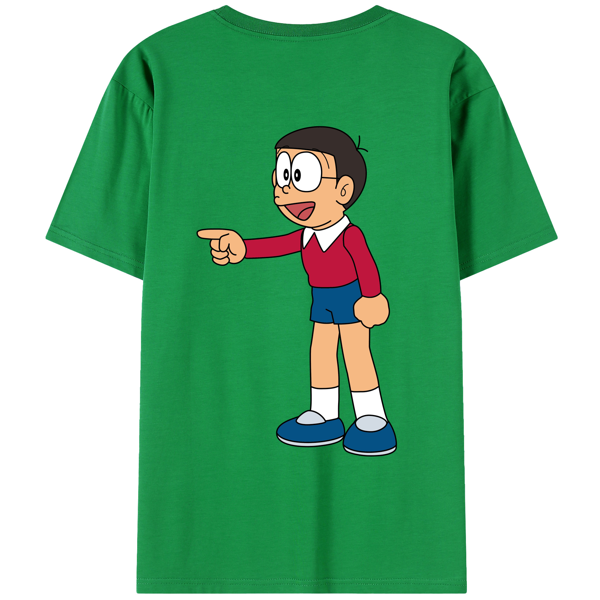 （画像用） ドラえもん 野比 のび太 Doraemon Nobita Nobi 綿100％ メンズ半袖Tシャツ（バックプリント） 通気性