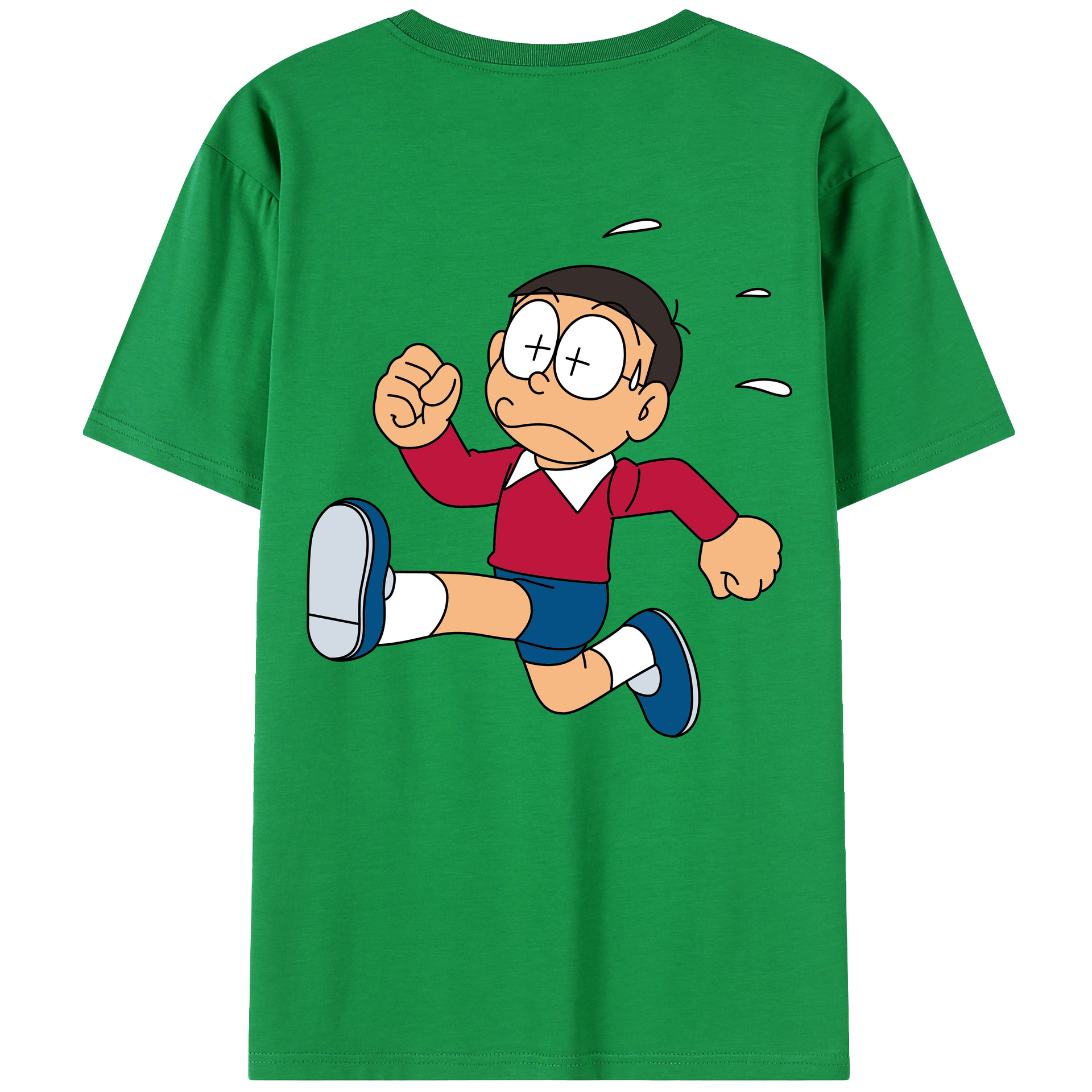 （画像用） ドラえもん 野比 のび太 Doraemon Nobita Nobi 綿100％ メンズ半袖Tシャツ（バックプリント） 通気性