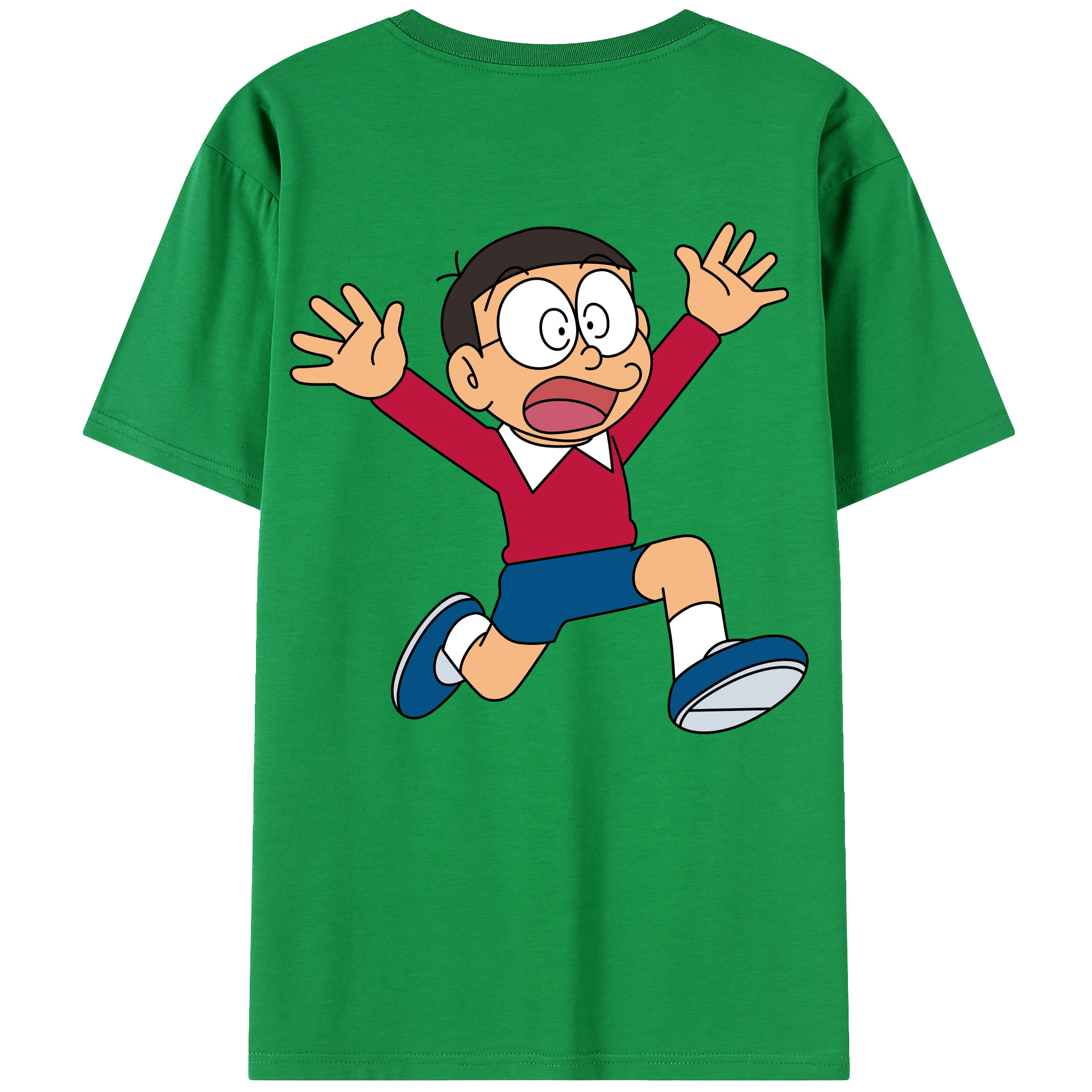 （画像用） ドラえもん 野比 のび太 Doraemon Nobita Nobi 綿100％ メンズ半袖Tシャツ（バックプリント） 通気性
