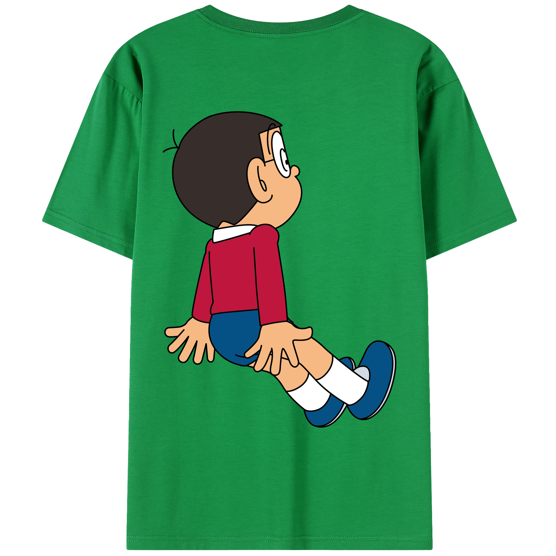 （画像用） ドラえもん 野比 のび太 Doraemon Nobita Nobi 綿100％ メンズ半袖Tシャツ（バックプリント） 通気性