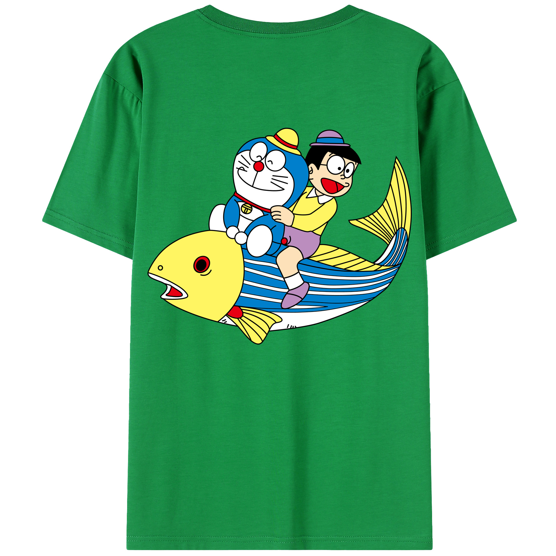 （画像用） ドラえもん 野比 のび太 Doraemon Nobita Nobi 綿100％ メンズ半袖Tシャツ（バックプリント） 通気性