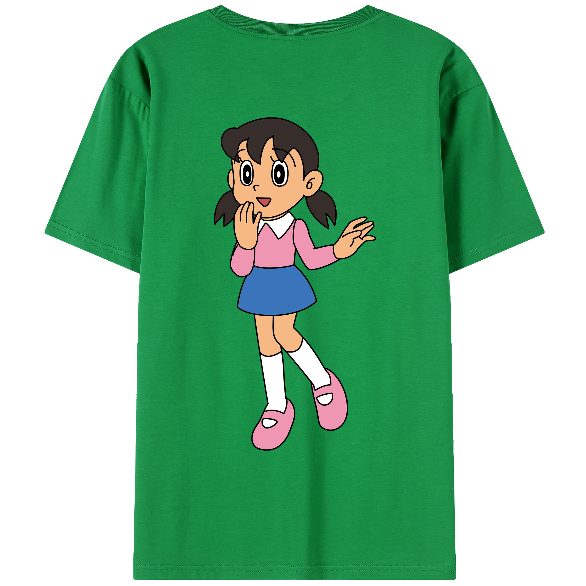 （画像用） ドラえもん みなもと しずか Doraemon Shizuka Minamoto 綿100％ メンズ半袖Tシャツ（バックプリント） 通気性