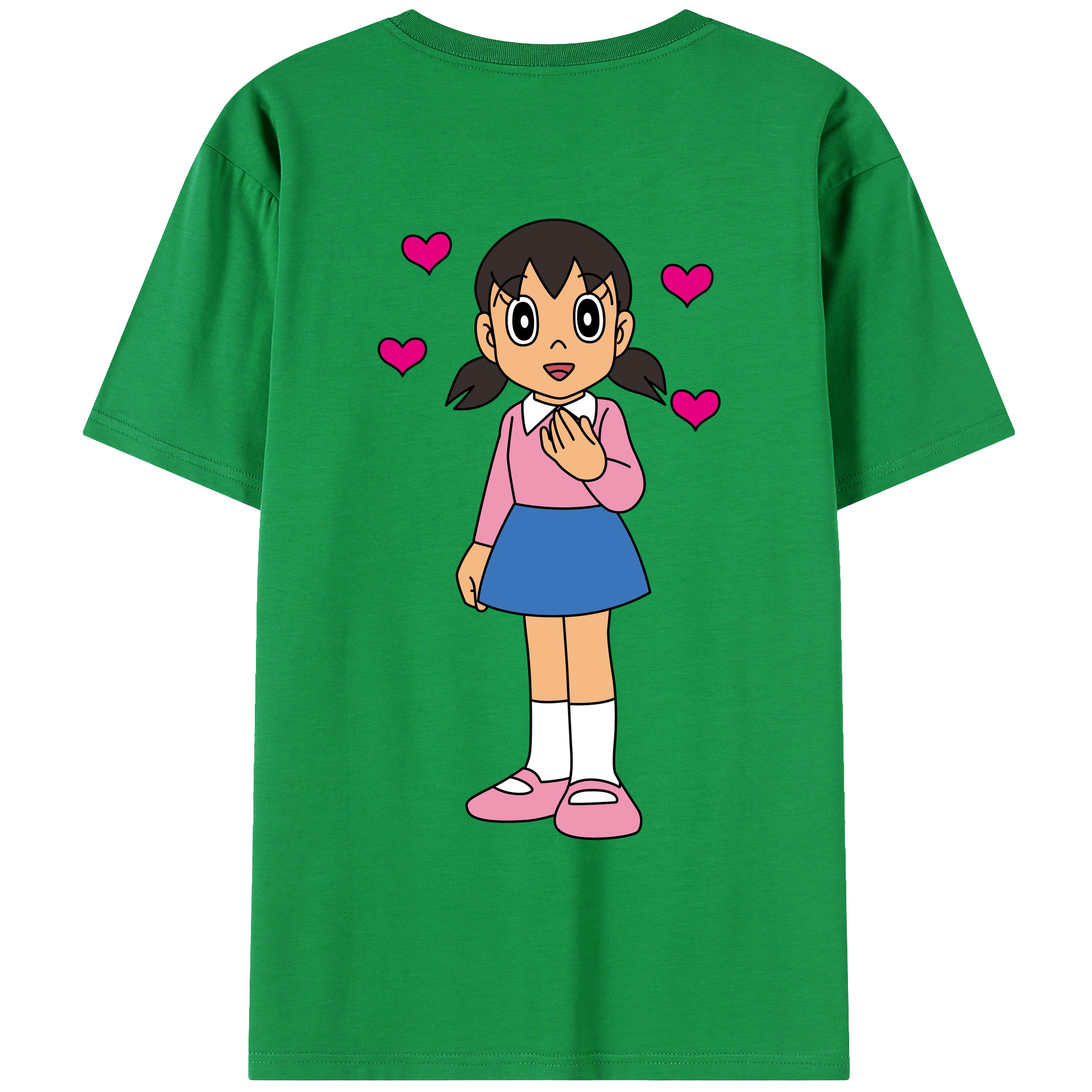 （画像用） ドラえもん みなもと しずか Doraemon Shizuka Minamoto 綿100％ メンズ半袖Tシャツ（バックプリント） 通気性