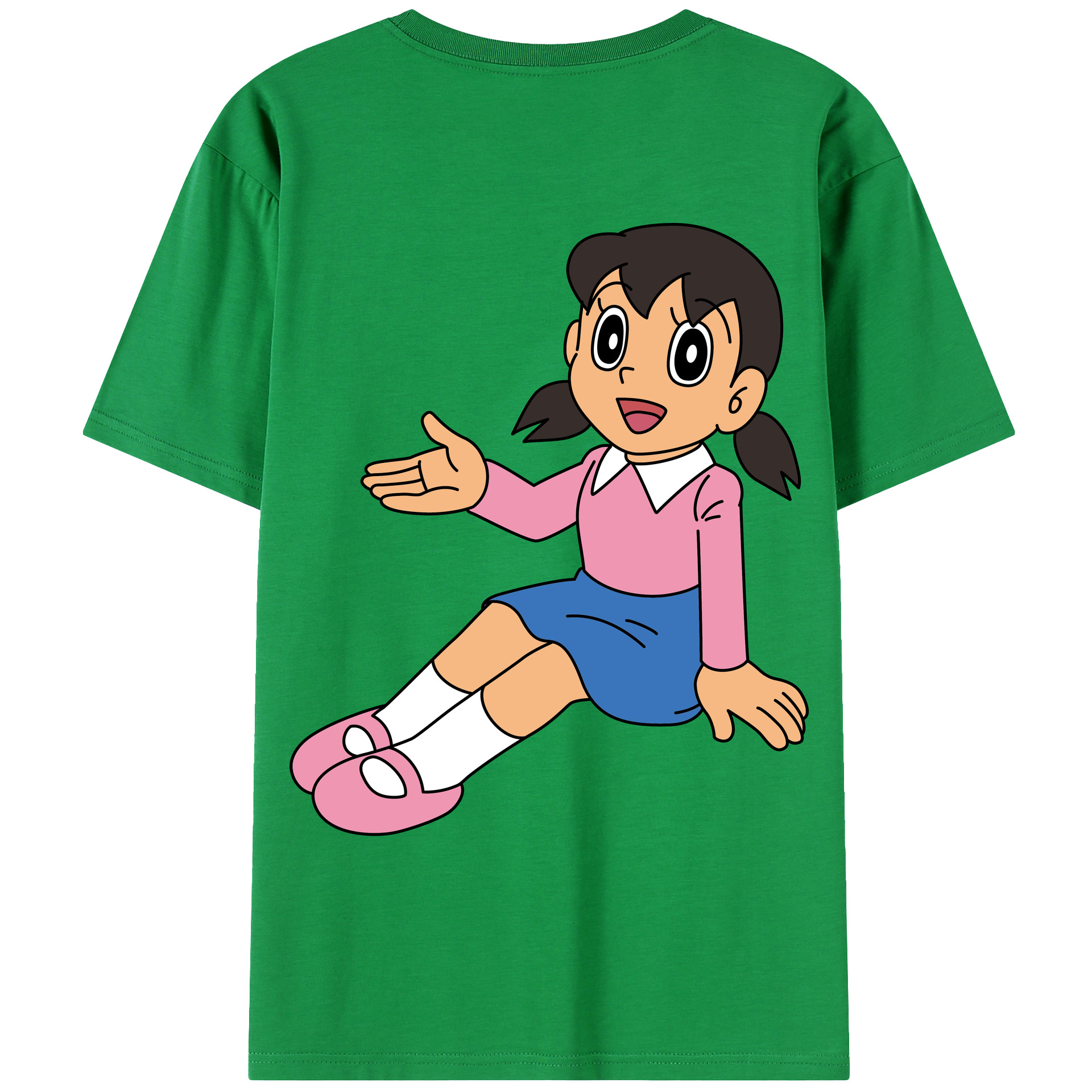 （画像用） ドラえもん みなもと しずか Doraemon Shizuka Minamoto 綿100％ メンズ半袖Tシャツ（バックプリント） 通気性