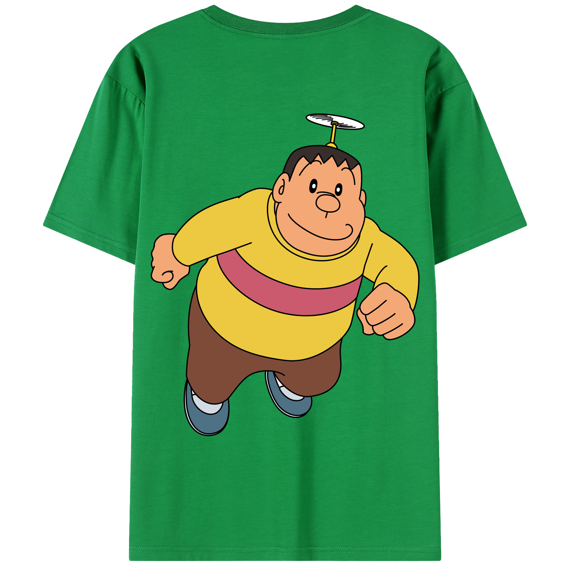（画像用） ドラえもん 剛田武 Doraemon Gouta Takeshi 綿100％ メンズ半袖Tシャツ（バックプリント） 通気性