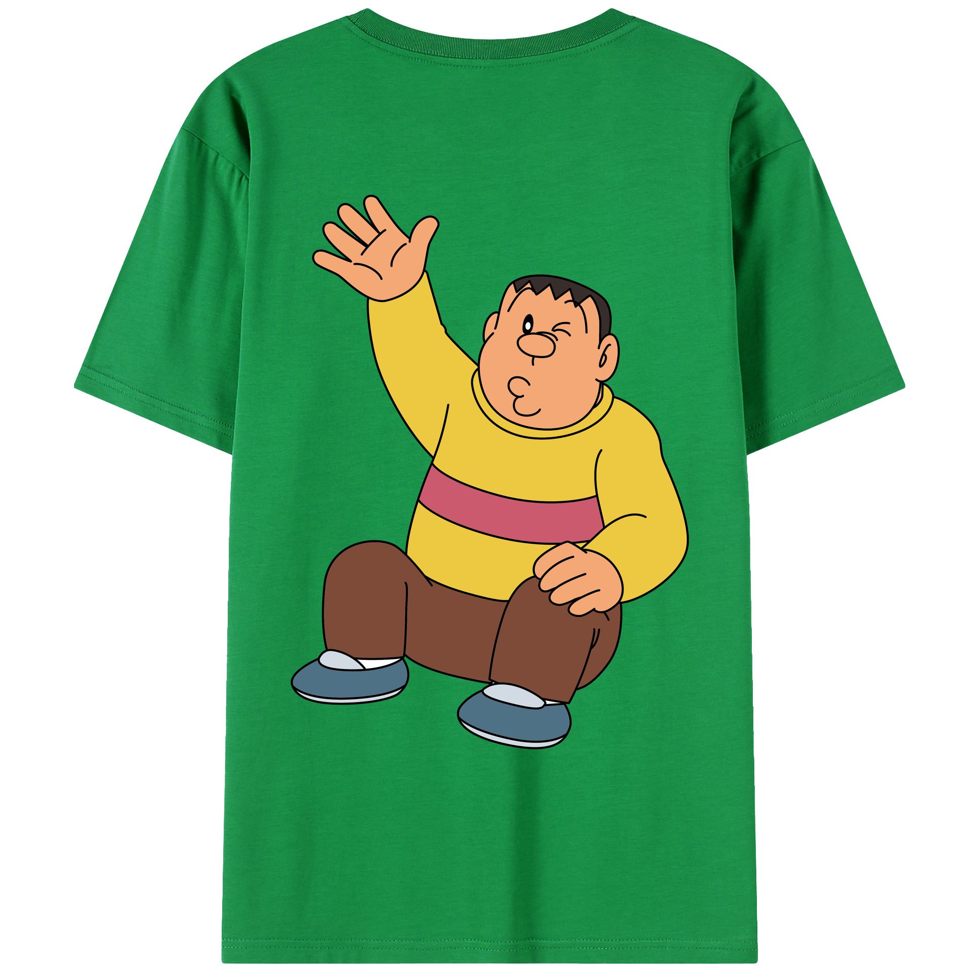 （画像用） ドラえもん 剛田武 Doraemon Gouta Takeshi 綿100％ メンズ半袖Tシャツ（バックプリント） 通気性