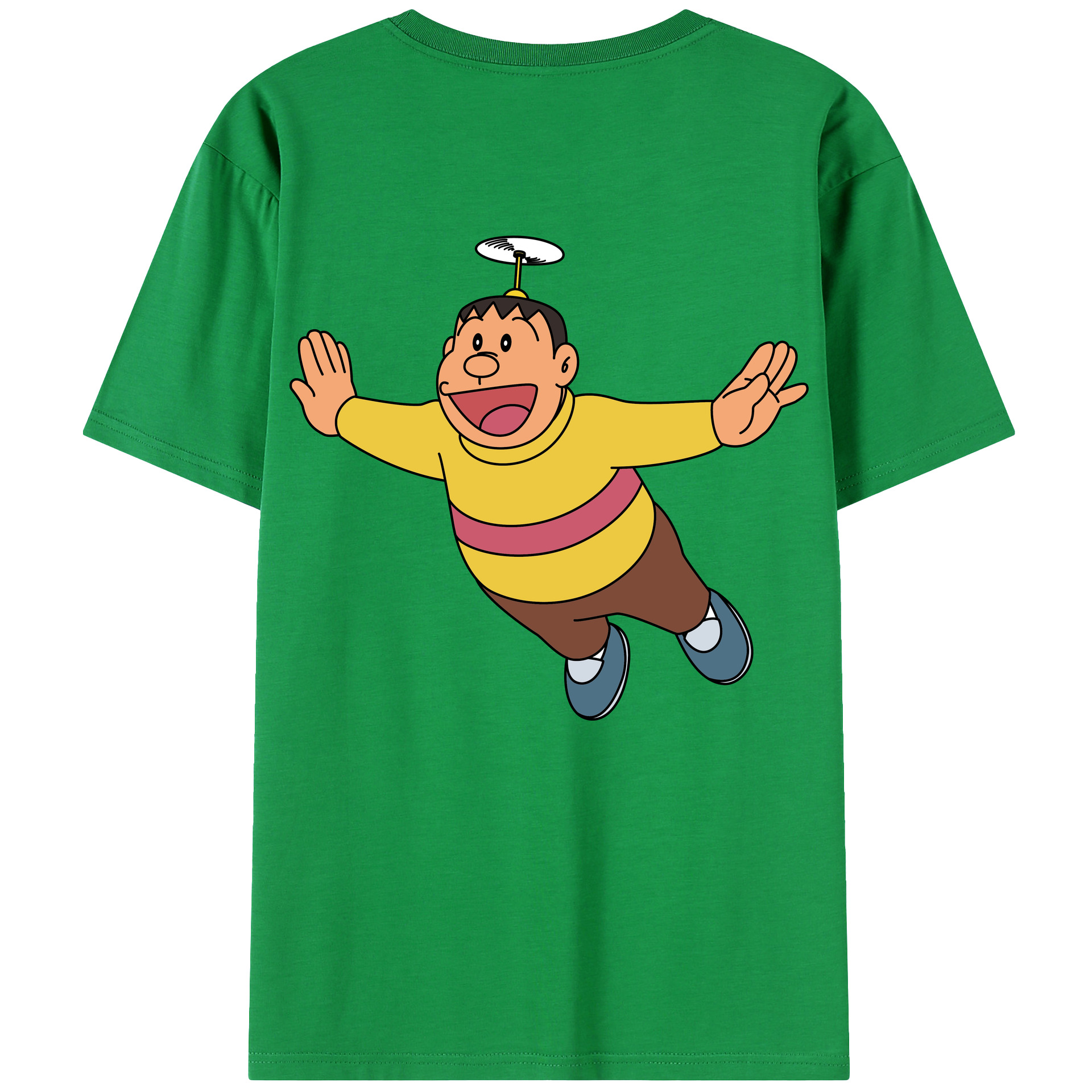 （画像用） ドラえもん 剛田武 Doraemon Gouta Takeshi 綿100％ メンズ半袖Tシャツ（バックプリント） 通気性