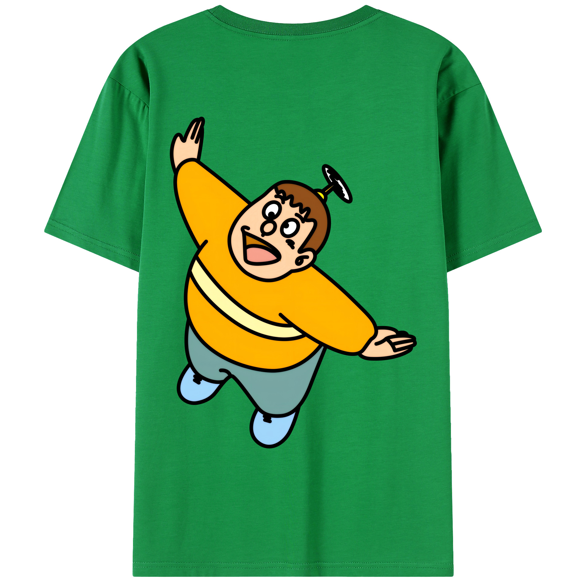 （画像用） ドラえもん 剛田武 Doraemon Gouta Takeshi 綿100％ メンズ半袖Tシャツ（バックプリント） 通気性