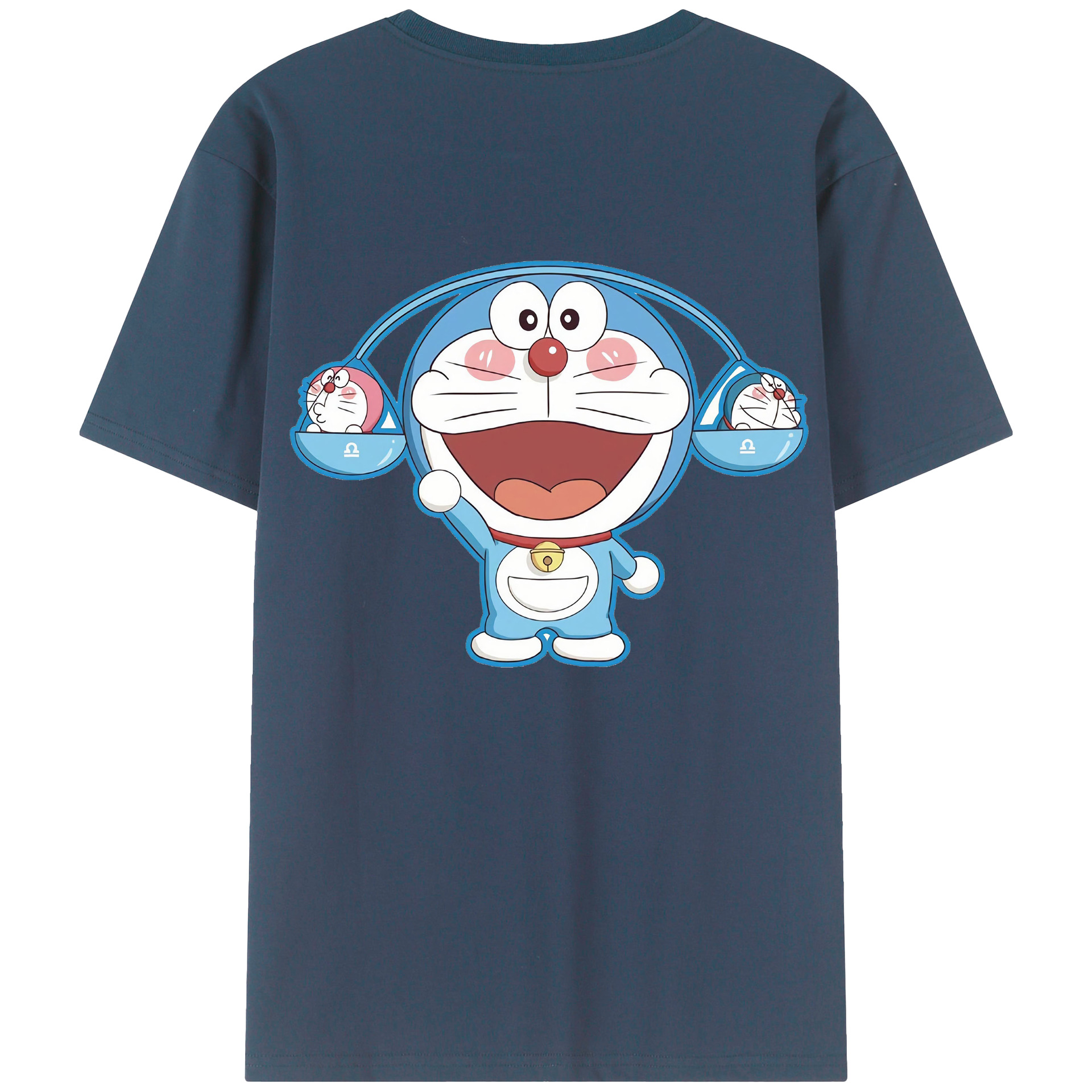 （画像用） ドラえもん Doraemon 綿100％ メンズ半袖Tシャツ（バックプリント） 通気性