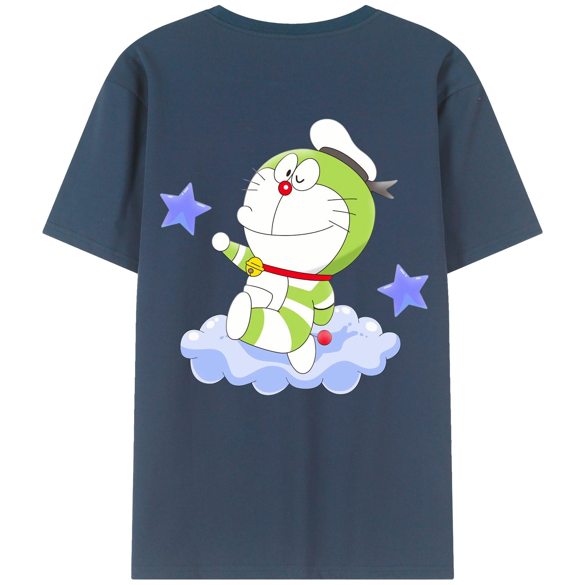 （画像用） ドラえもん Doraemon 綿100％ メンズ半袖Tシャツ（バックプリント） 通気性