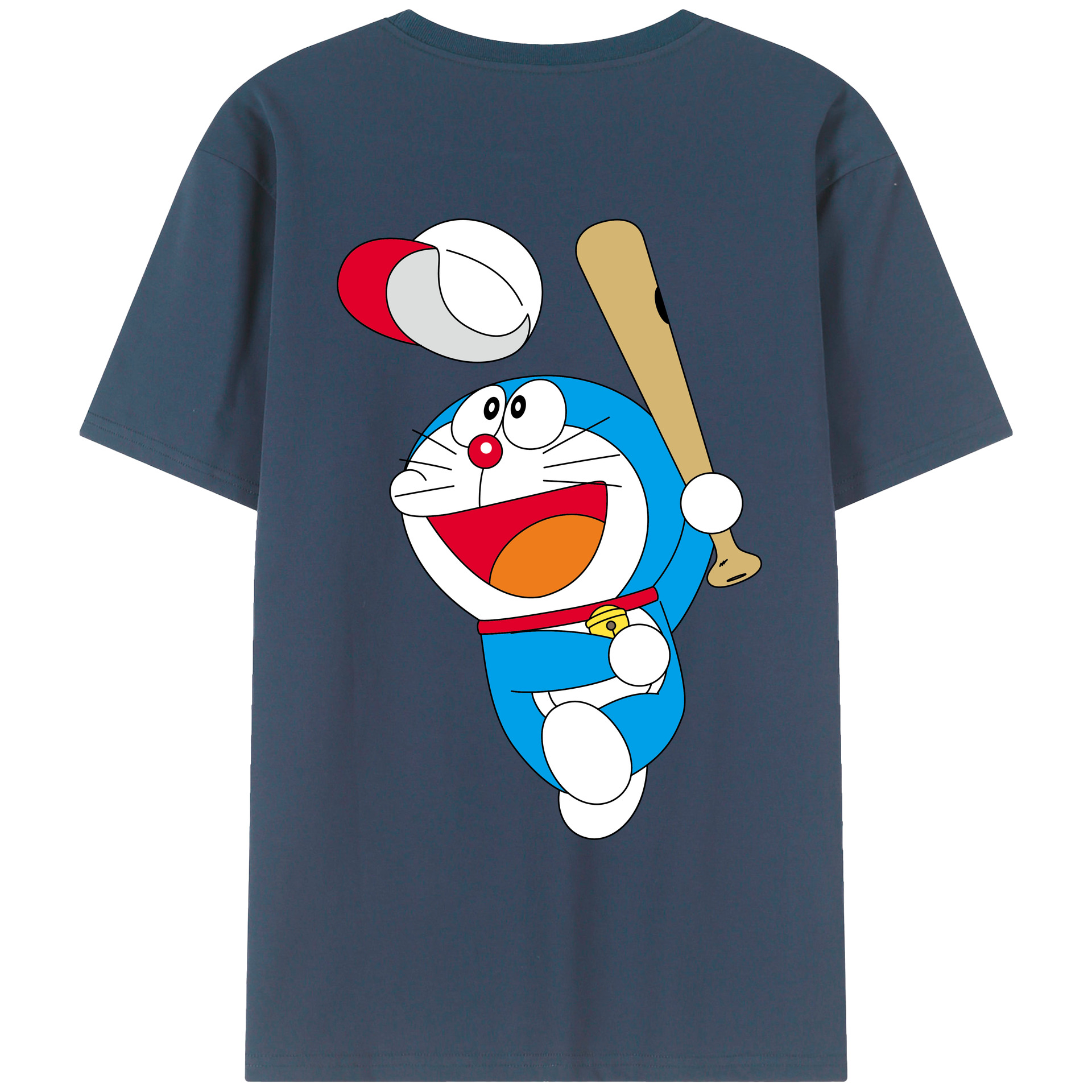 （画像用） ドラえもん Doraemon 綿100％ メンズ半袖Tシャツ（バックプリント） 通気性