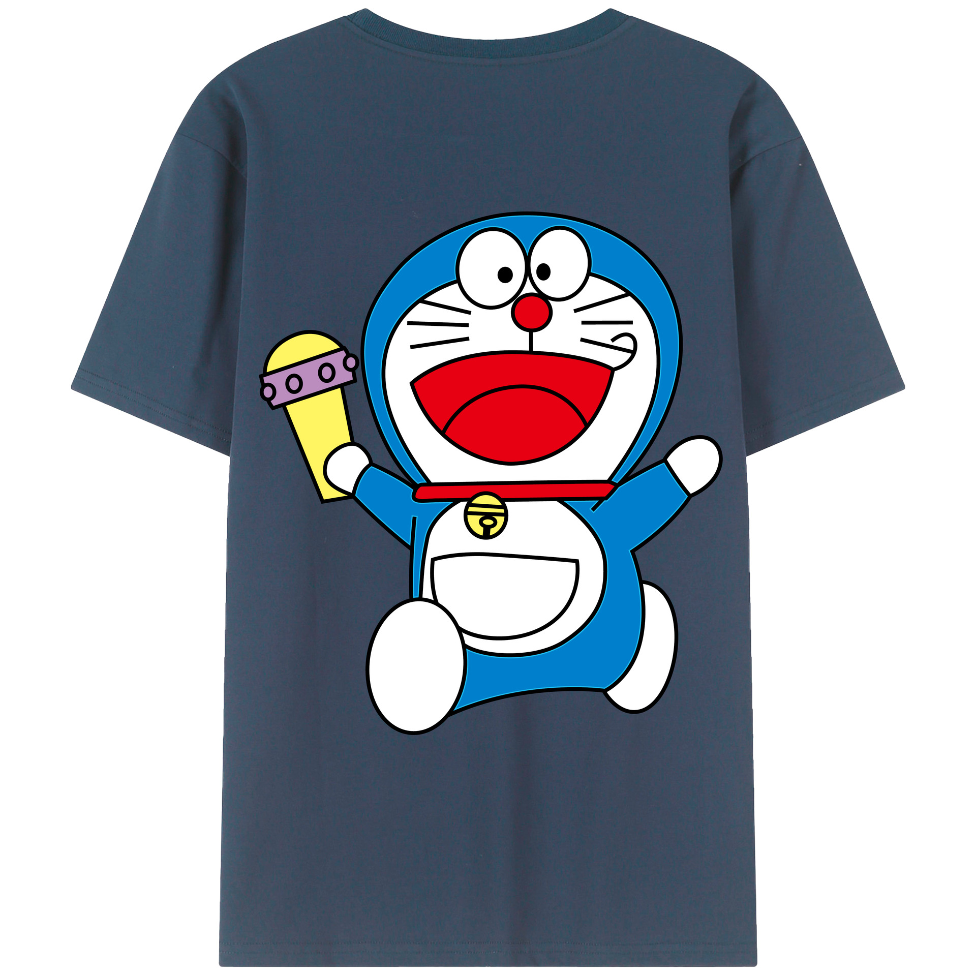 （画像用） ドラえもん Doraemon 綿100％ メンズ半袖Tシャツ（バックプリント） 通気性