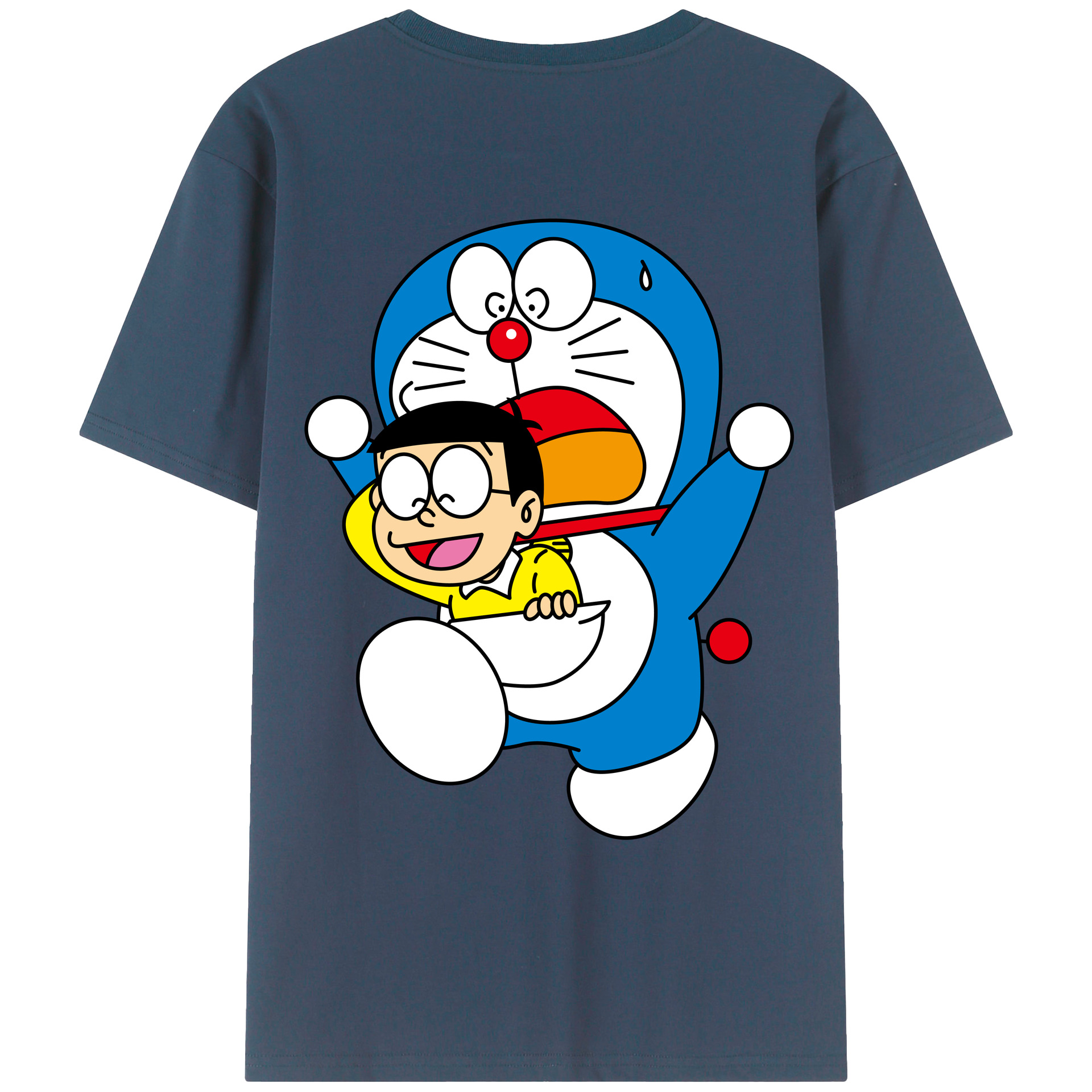 （画像用） ドラえもん Doraemon 綿100％ メンズ半袖Tシャツ（バックプリント） 通気性