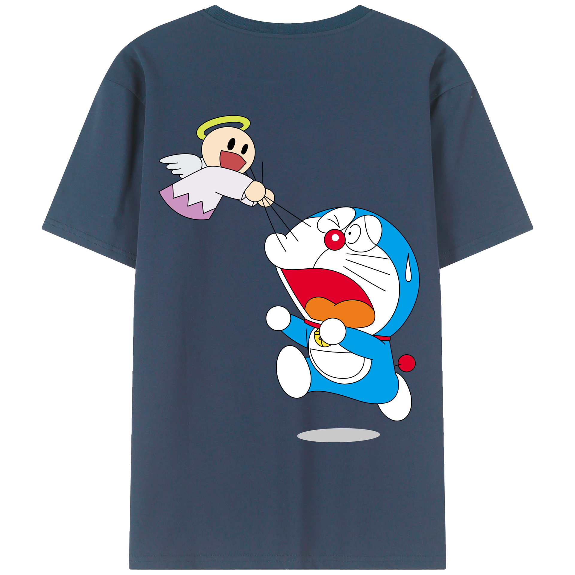 （画像用） ドラえもん Doraemon 綿100％ メンズ半袖Tシャツ（バックプリント） 通気性