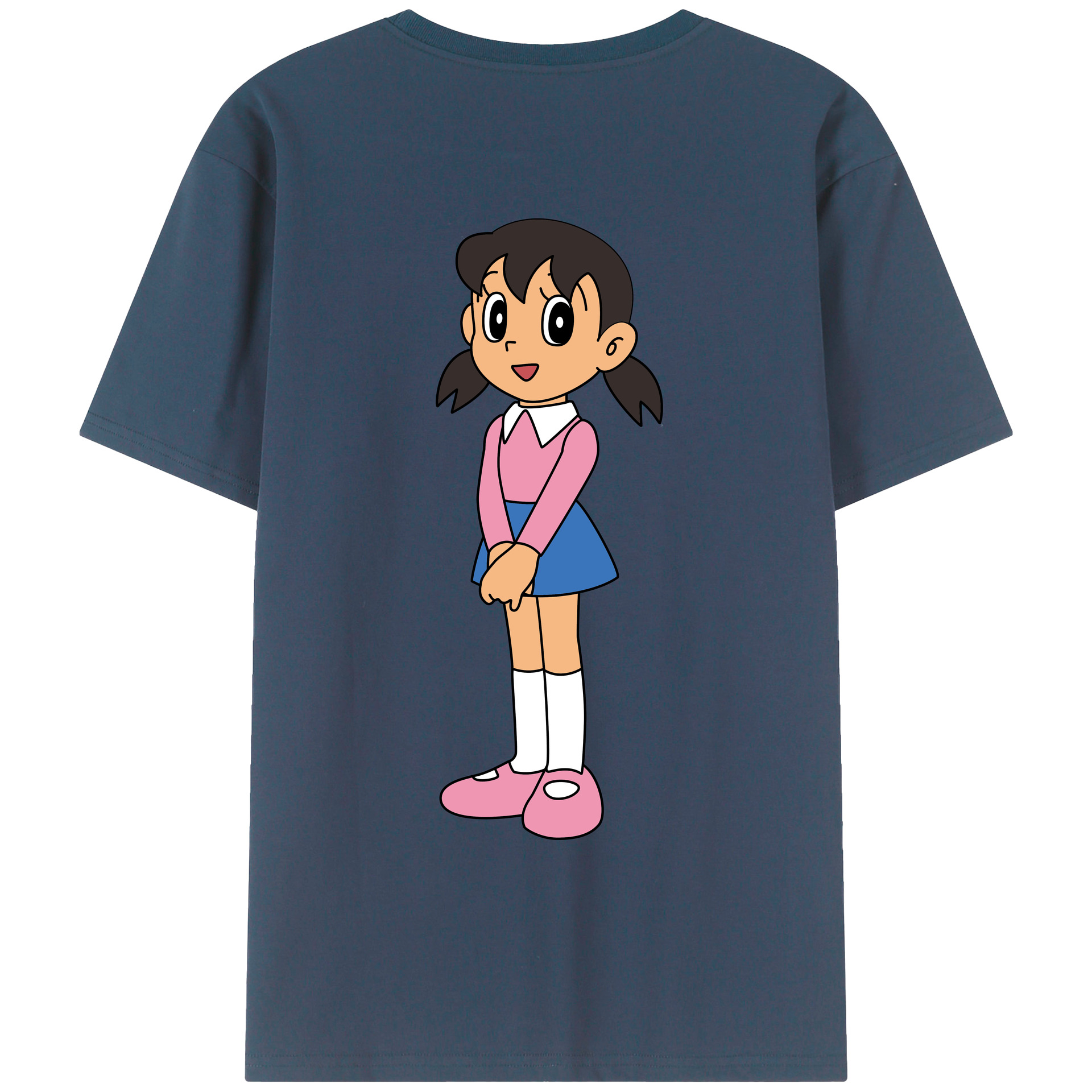 （画像用） ドラえもん みなもと しずか Doraemon Shizuka Minamoto 綿100％ メンズ半袖Tシャツ（バックプリント） 通気性