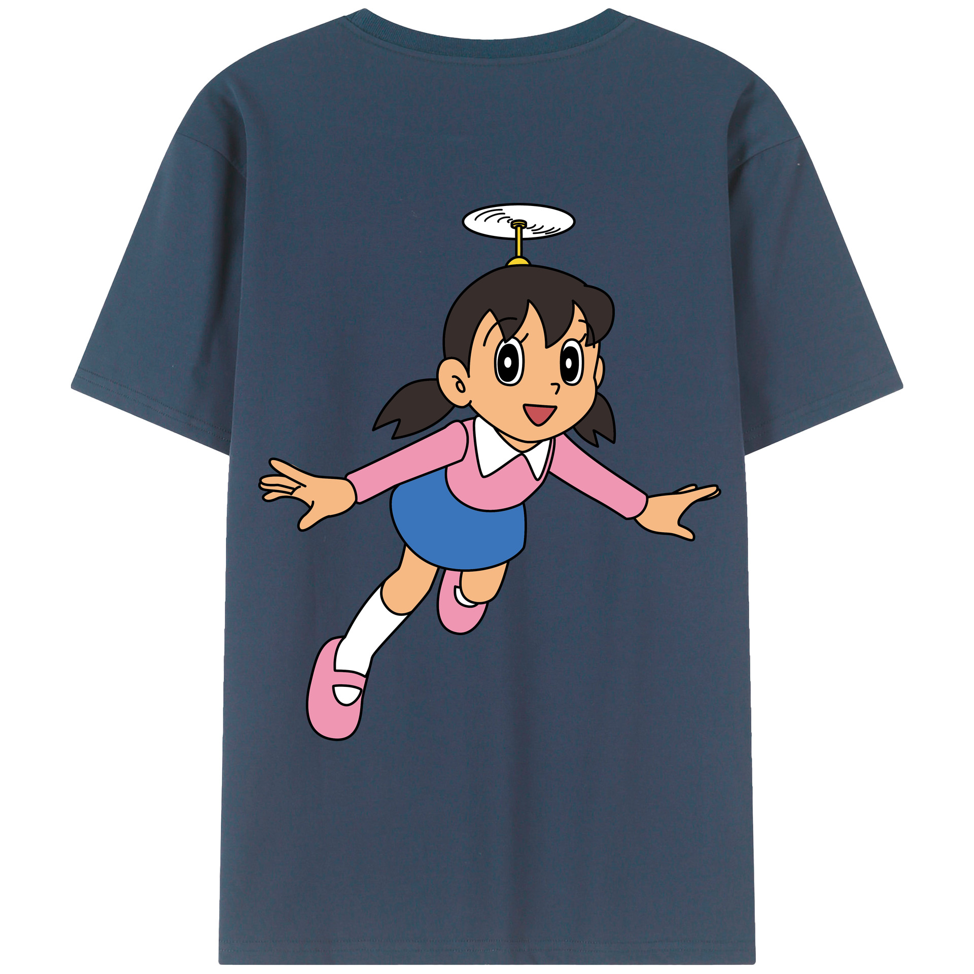 （画像用） ドラえもん みなもと しずか Doraemon Shizuka Minamoto 綿100％ メンズ半袖Tシャツ（バックプリント） 通気性
