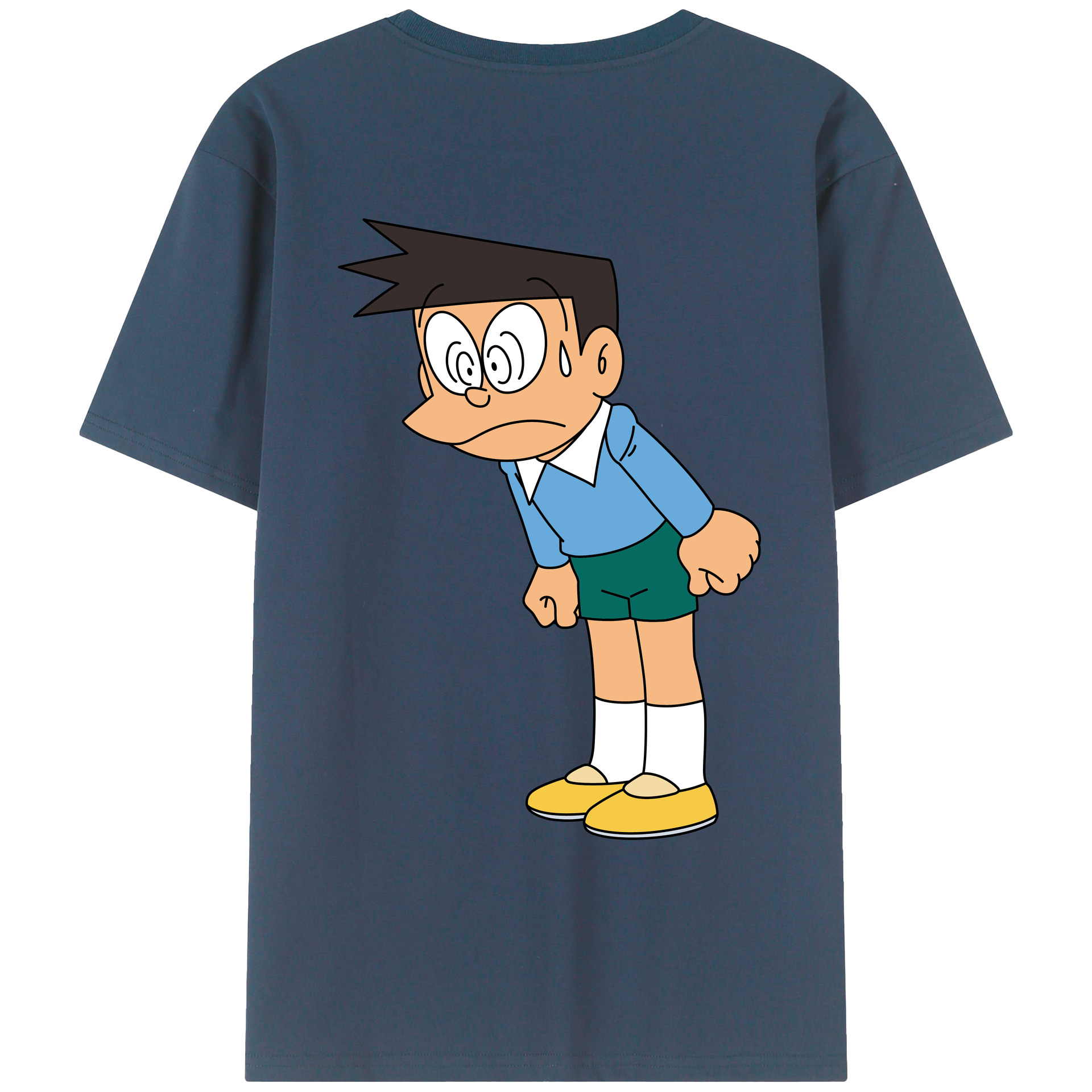 （画像用） ドラえもん 骨川 スネ夫 Doraemon Honekawa Suneo 綿100％ メンズ半袖Tシャツ（バックプリント） 通気性