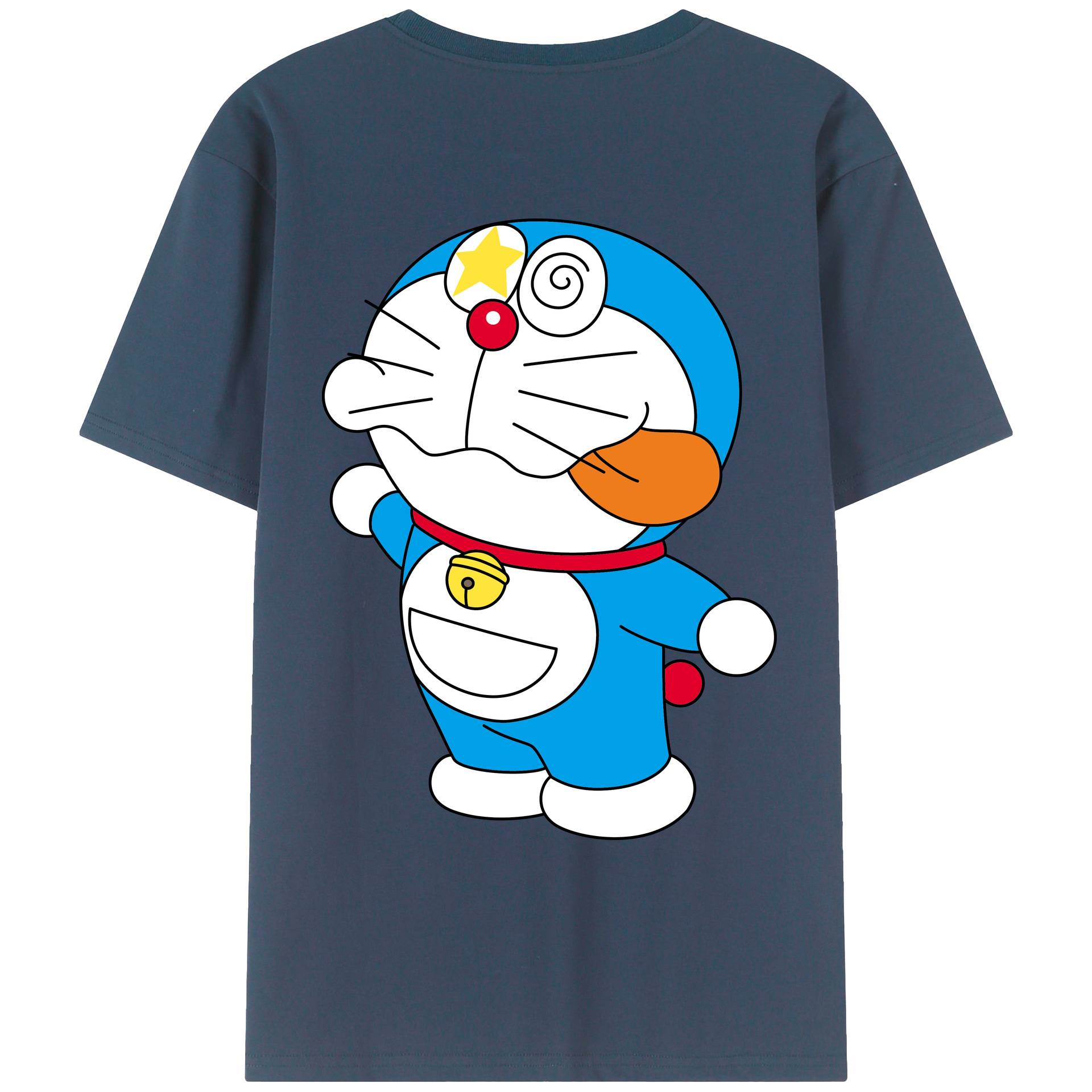 （画像用） ドラえもん Doraemon 綿100％ メンズ半袖Tシャツ（バックプリント） 通気性