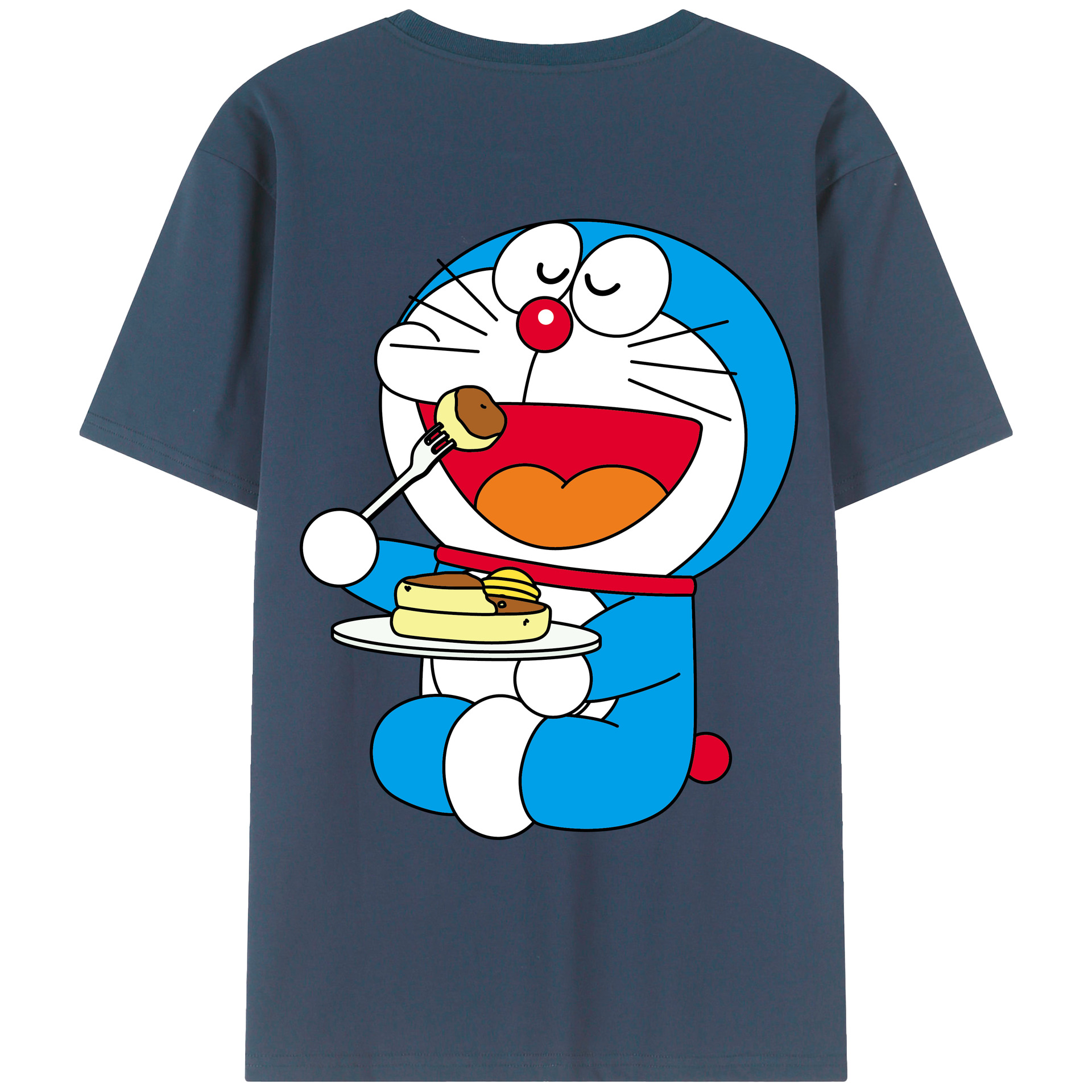 （画像用） ドラえもん Doraemon 綿100％ メンズ半袖Tシャツ（バックプリント） 通気性