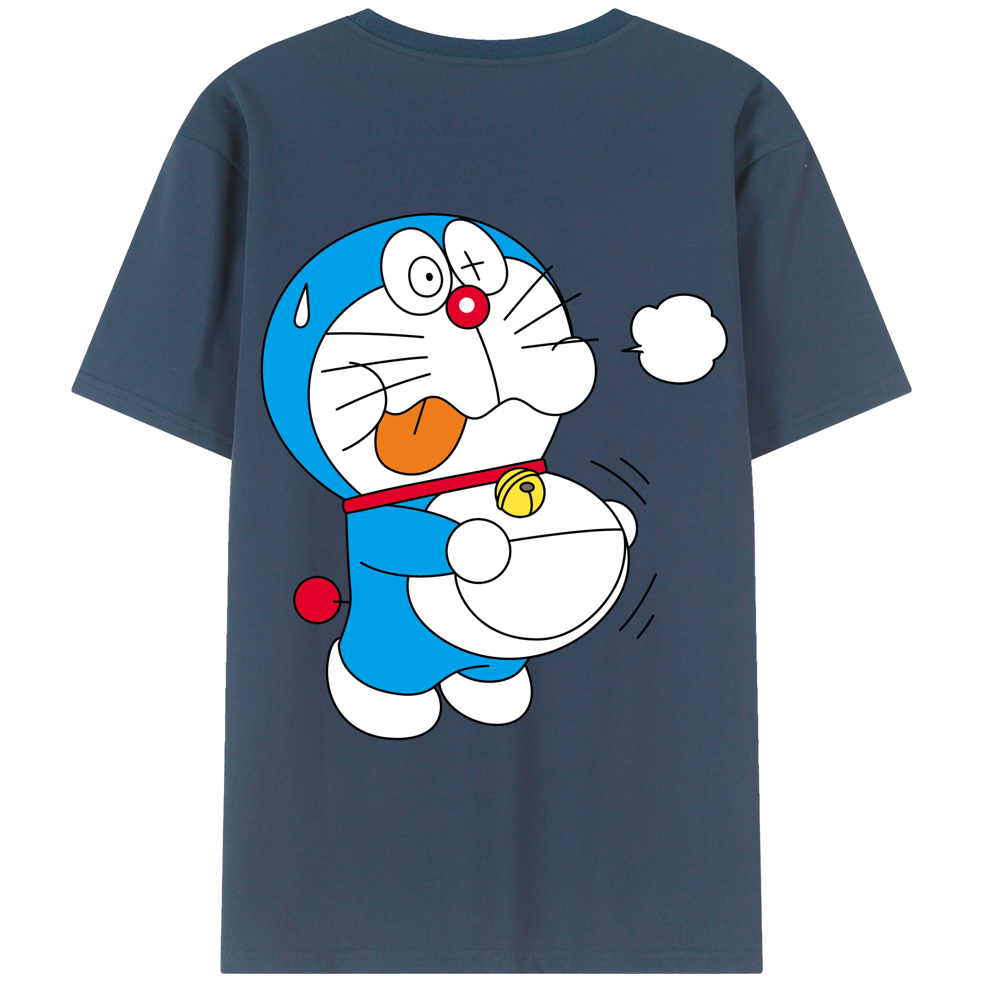 （画像用） ドラえもん Doraemon 綿100％ メンズ半袖Tシャツ（バックプリント） 通気性