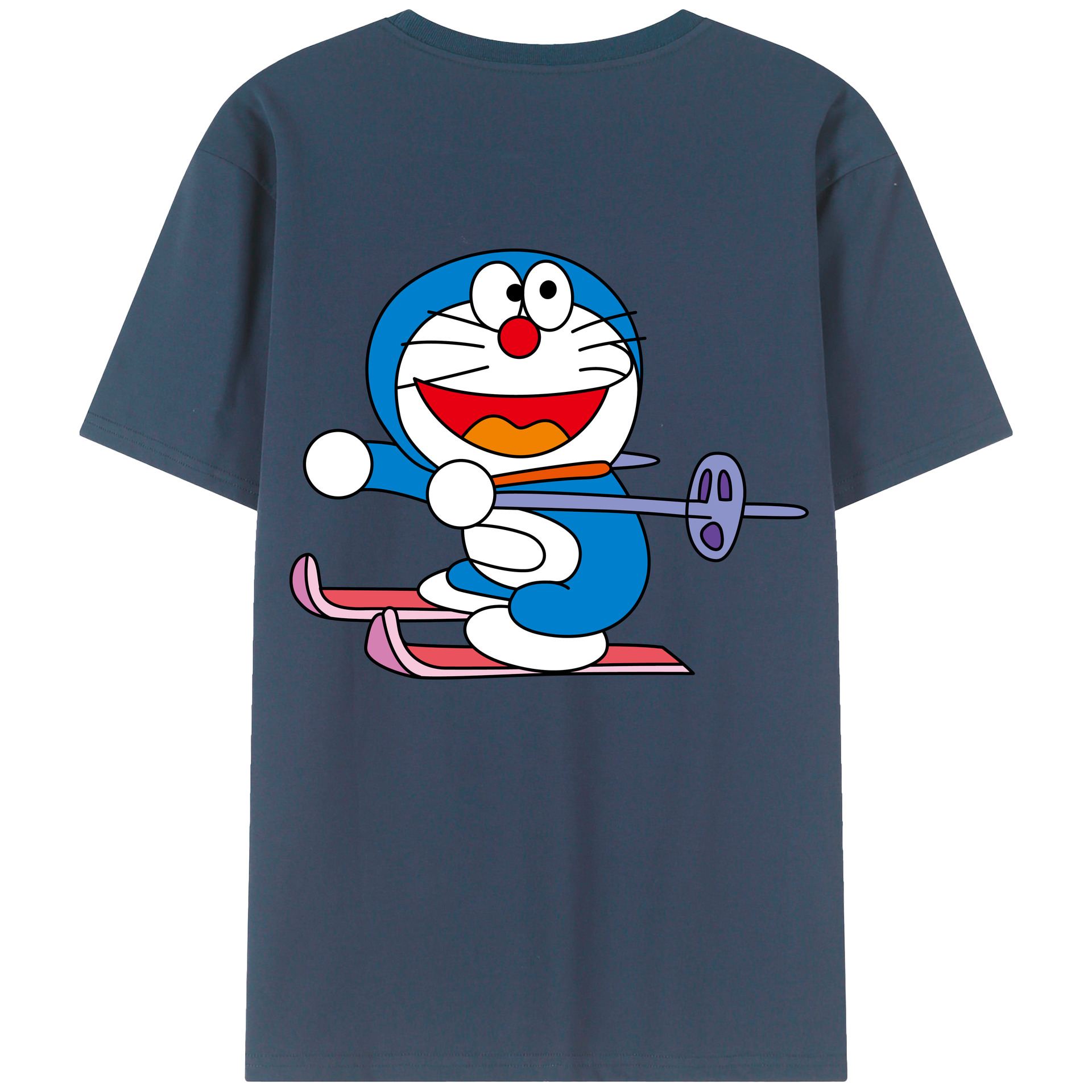 （画像用） ドラえもん Doraemon 綿100％ メンズ半袖Tシャツ（バックプリント） 通気性