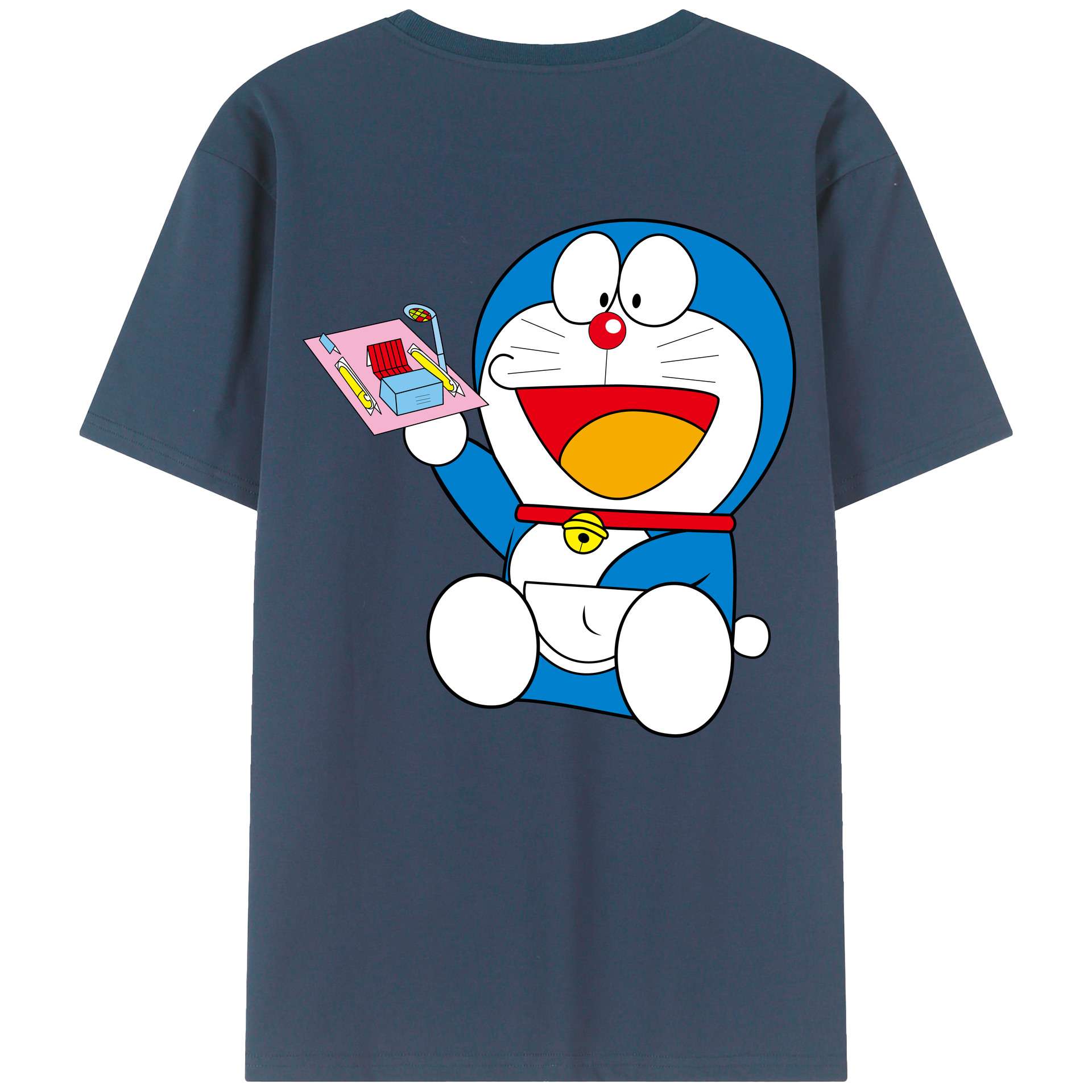 （画像用） ドラえもん Doraemon 綿100％ メンズ半袖Tシャツ（バックプリント） 通気性