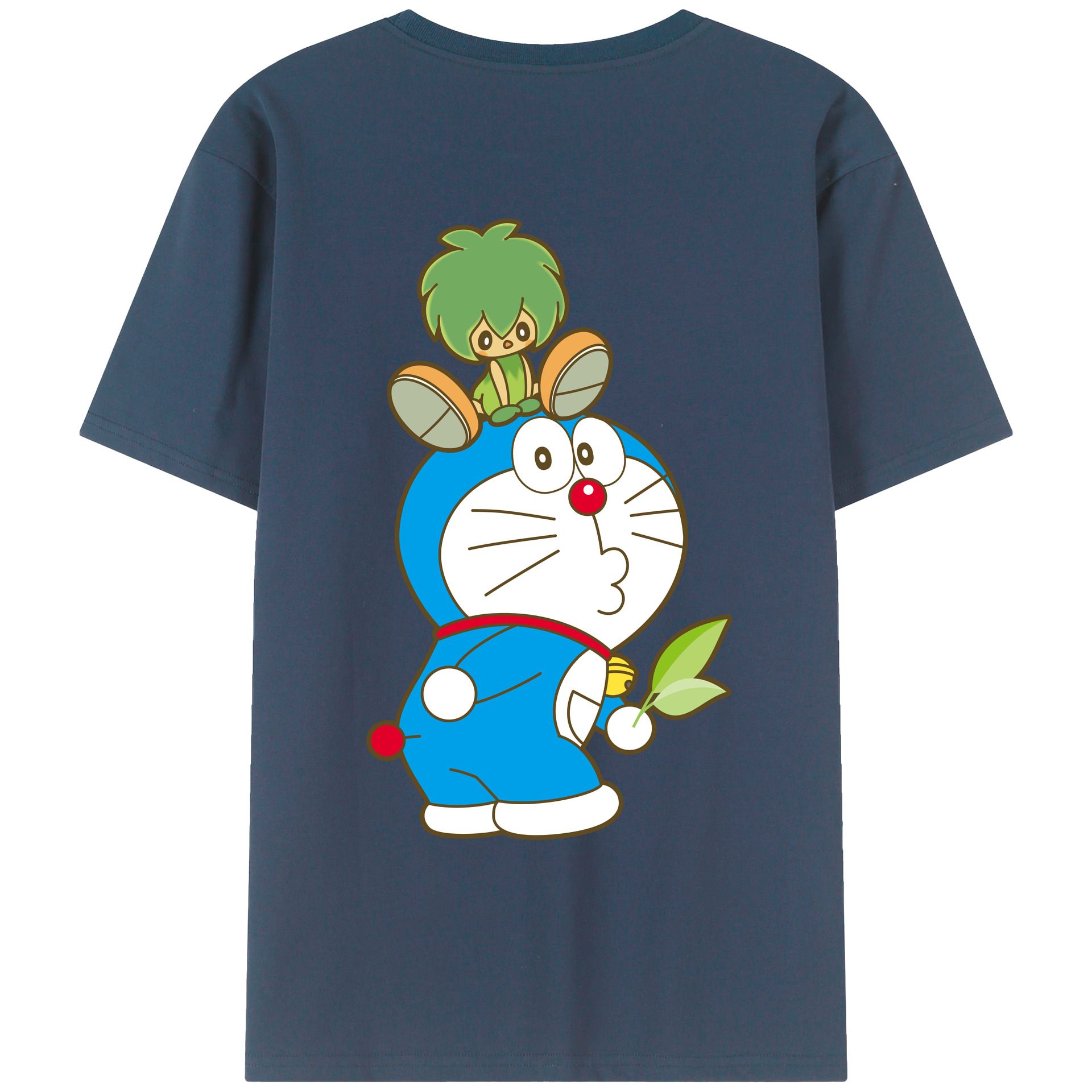 （画像用） ドラえもん Doraemon 綿100％ メンズ半袖Tシャツ（バックプリント） 通気性