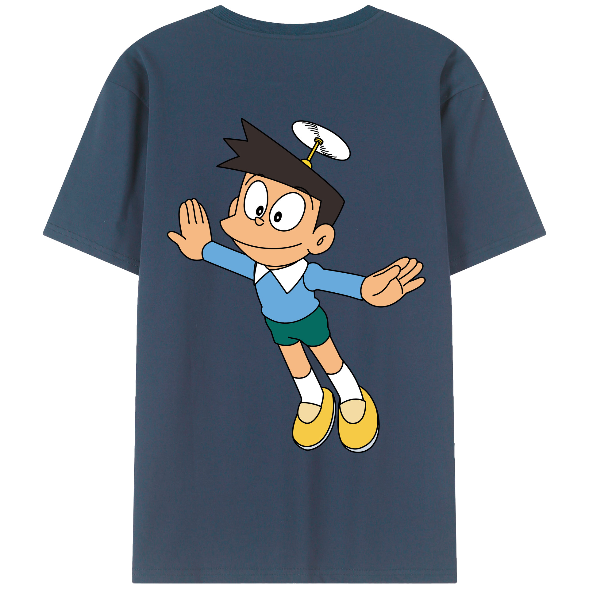 （画像用） ドラえもん 骨川 スネ夫 Doraemon Honekawa Suneo 綿100％ メンズ半袖Tシャツ（バックプリント） 通気性