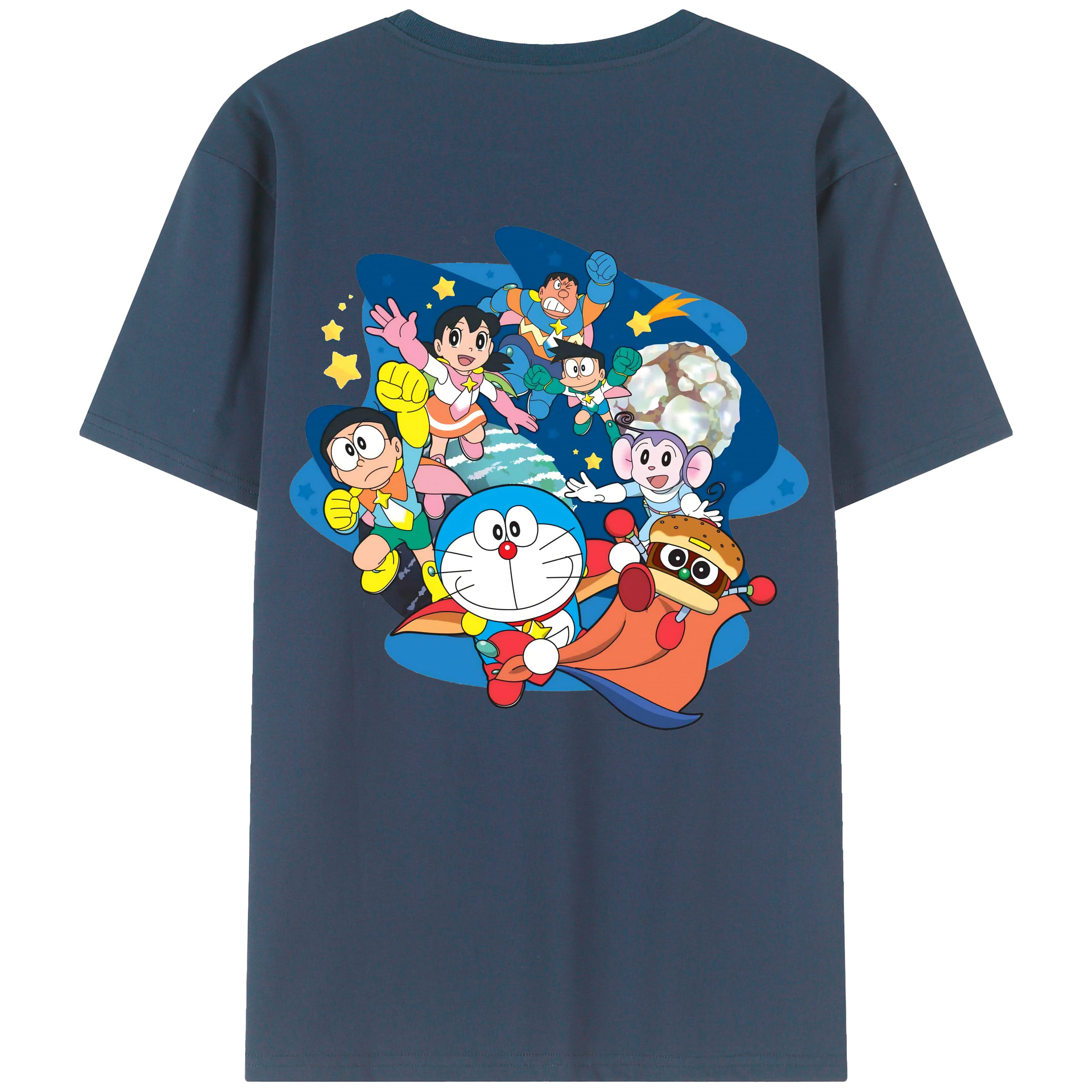（画像用） ドラえもん Doraemon 綿100％ メンズ半袖Tシャツ（バックプリント） 通気性