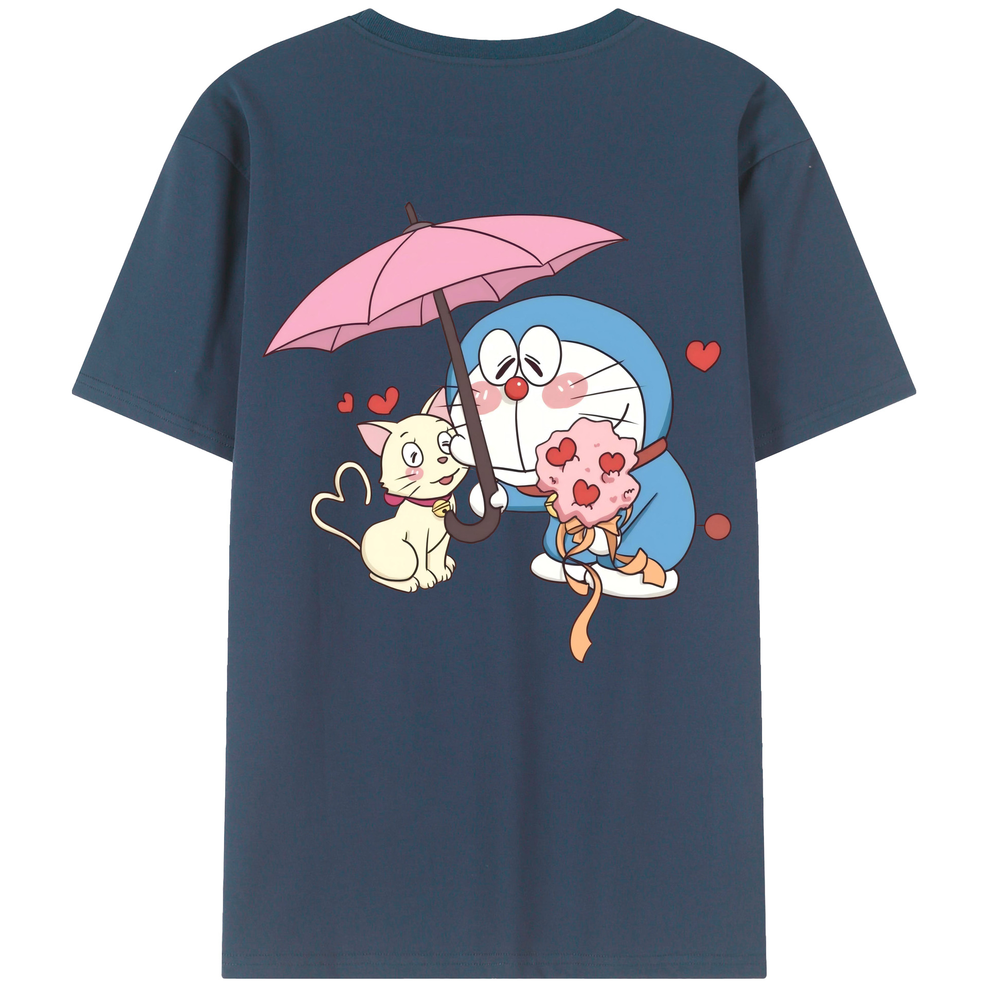 （画像用） ドラえもん Doraemon 綿100％ メンズ半袖Tシャツ（バックプリント） 通気性