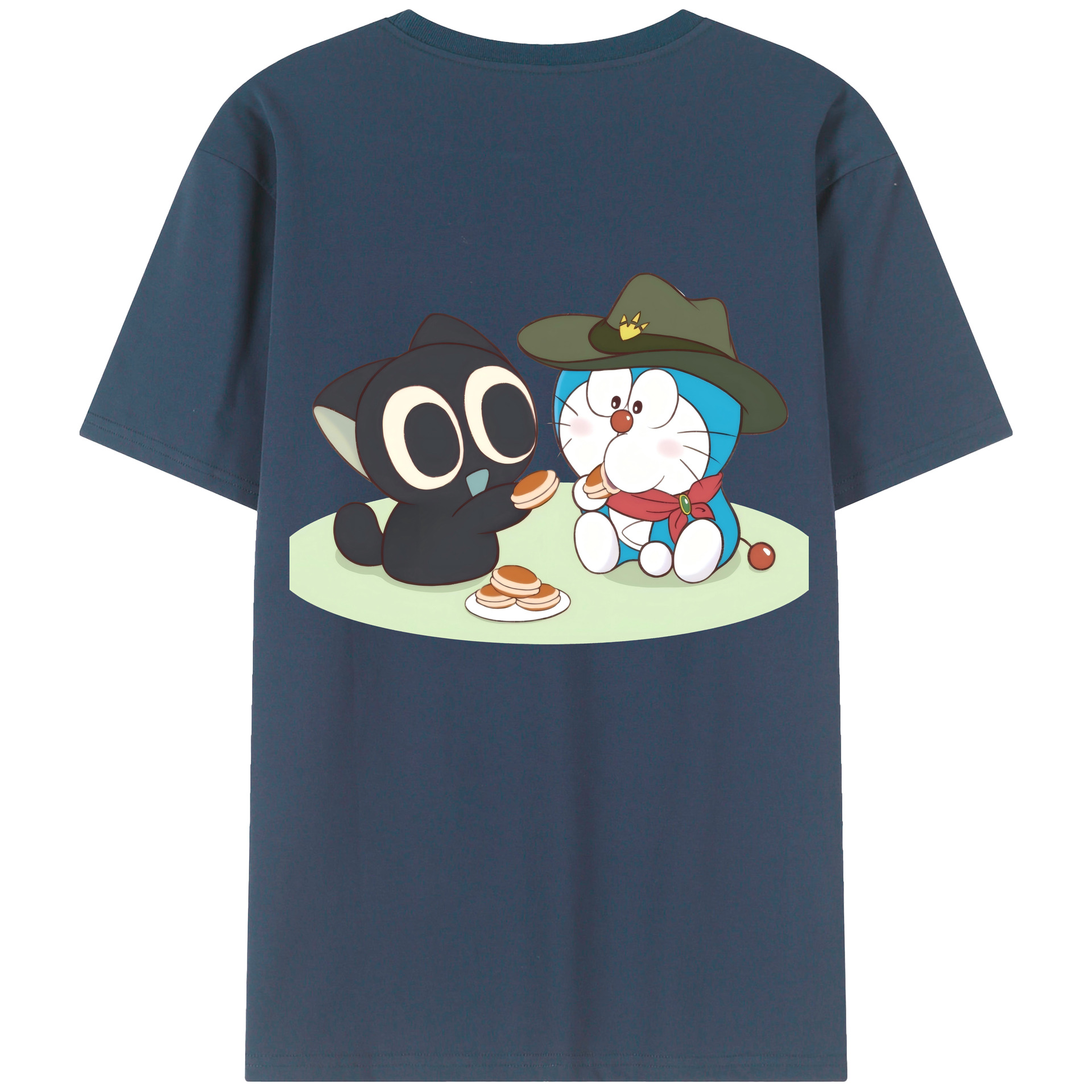 （画像用） ドラえもん Doraemon 綿100％ メンズ半袖Tシャツ（バックプリント） 通気性