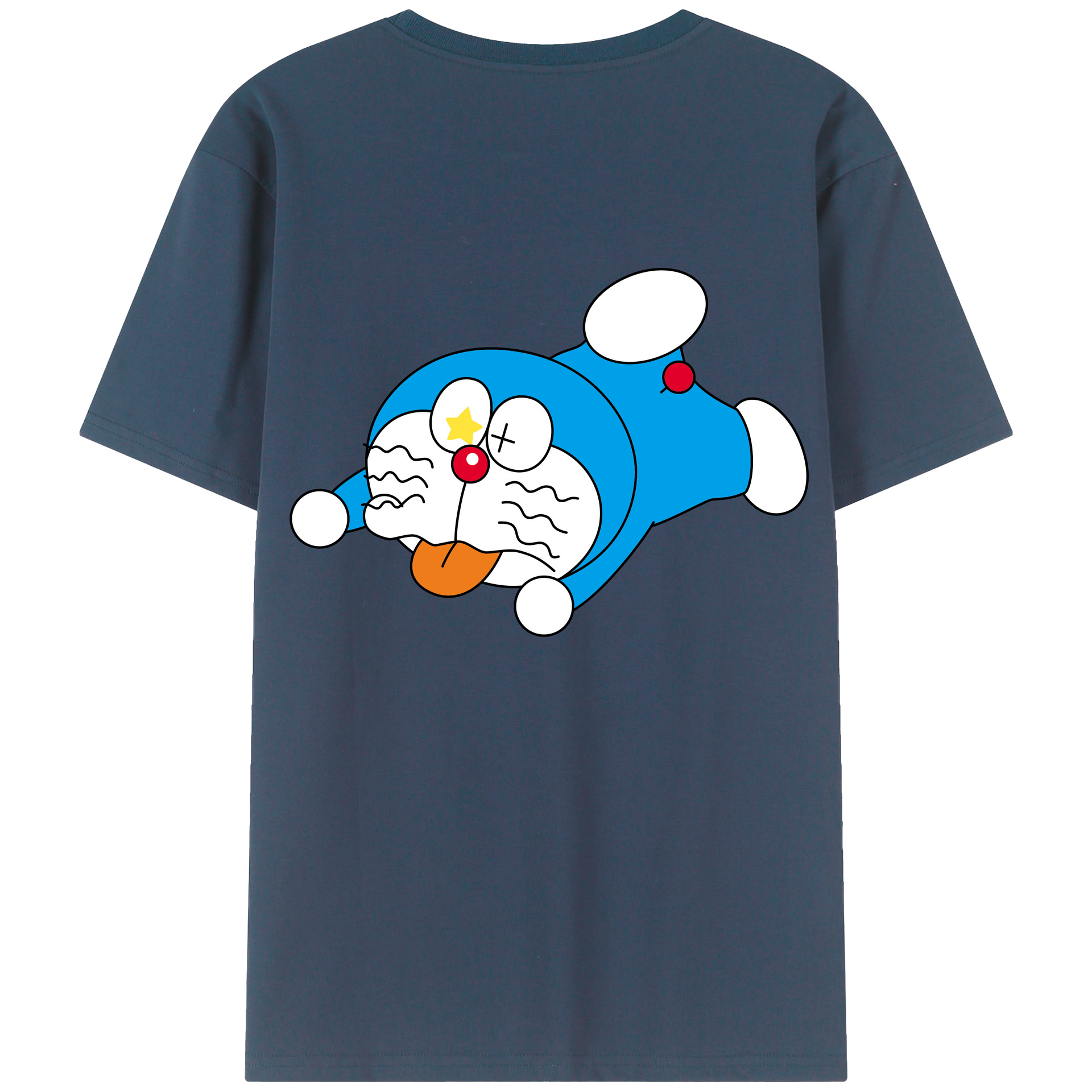 （画像用） ドラえもん Doraemon 綿100％ メンズ半袖Tシャツ（バックプリント） 通気性