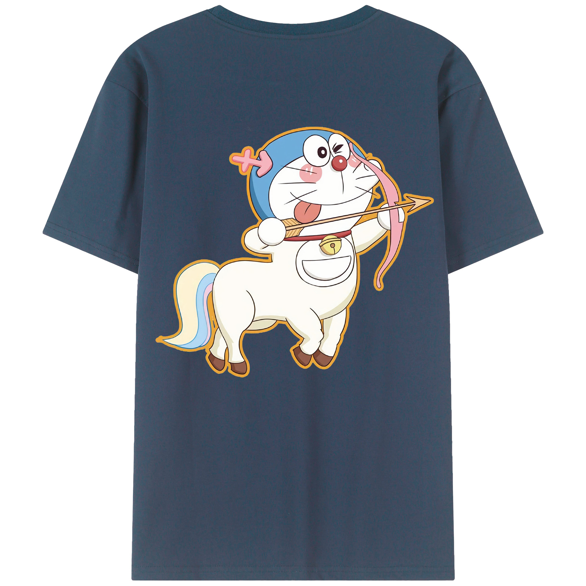 （画像用） ドラえもん Doraemon 綿100％ メンズ半袖Tシャツ（バックプリント） 通気性