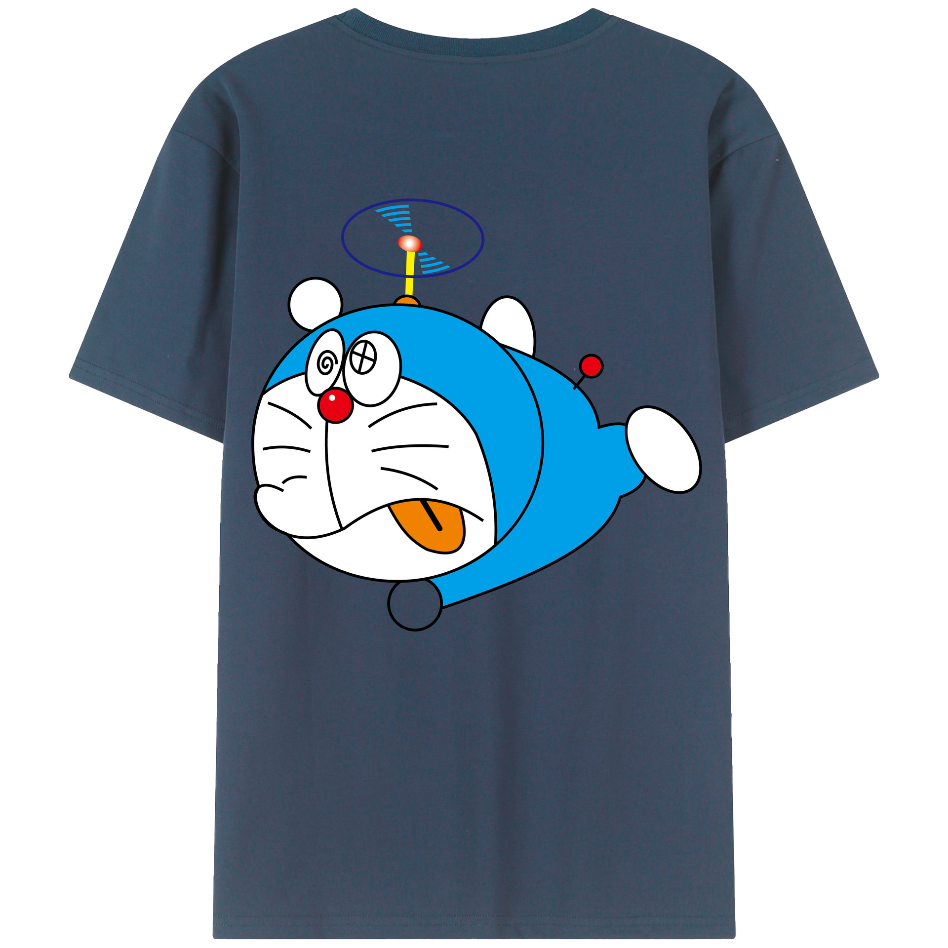 （画像用） ドラえもん Doraemon 綿100％ メンズ半袖Tシャツ（バックプリント） 通気性