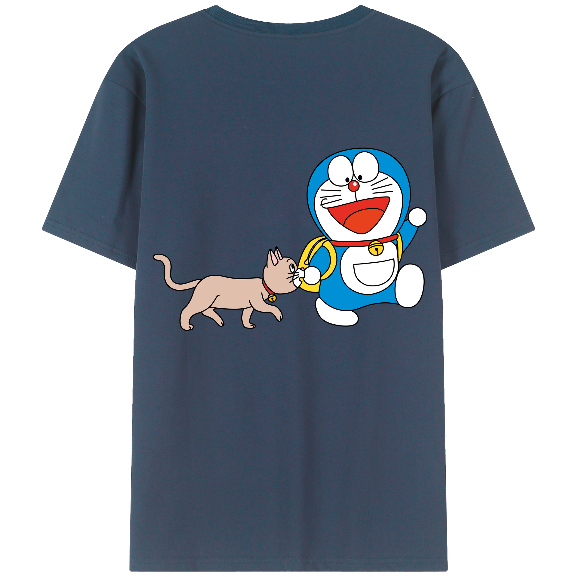 （画像用） ドラえもん Doraemon 綿100％ メンズ半袖Tシャツ（バックプリント） 通気性