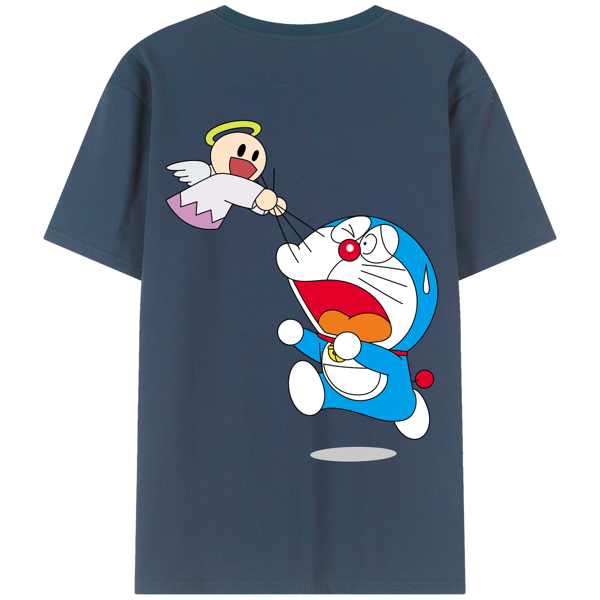 （画像用） ドラえもん Doraemon 綿100％ メンズ半袖Tシャツ（バックプリント） 通気性