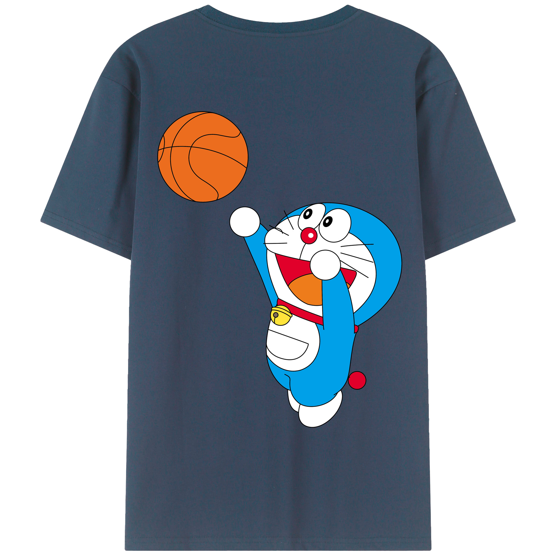 （画像用） ドラえもん Doraemon 綿100％ メンズ半袖Tシャツ（バックプリント） 通気性