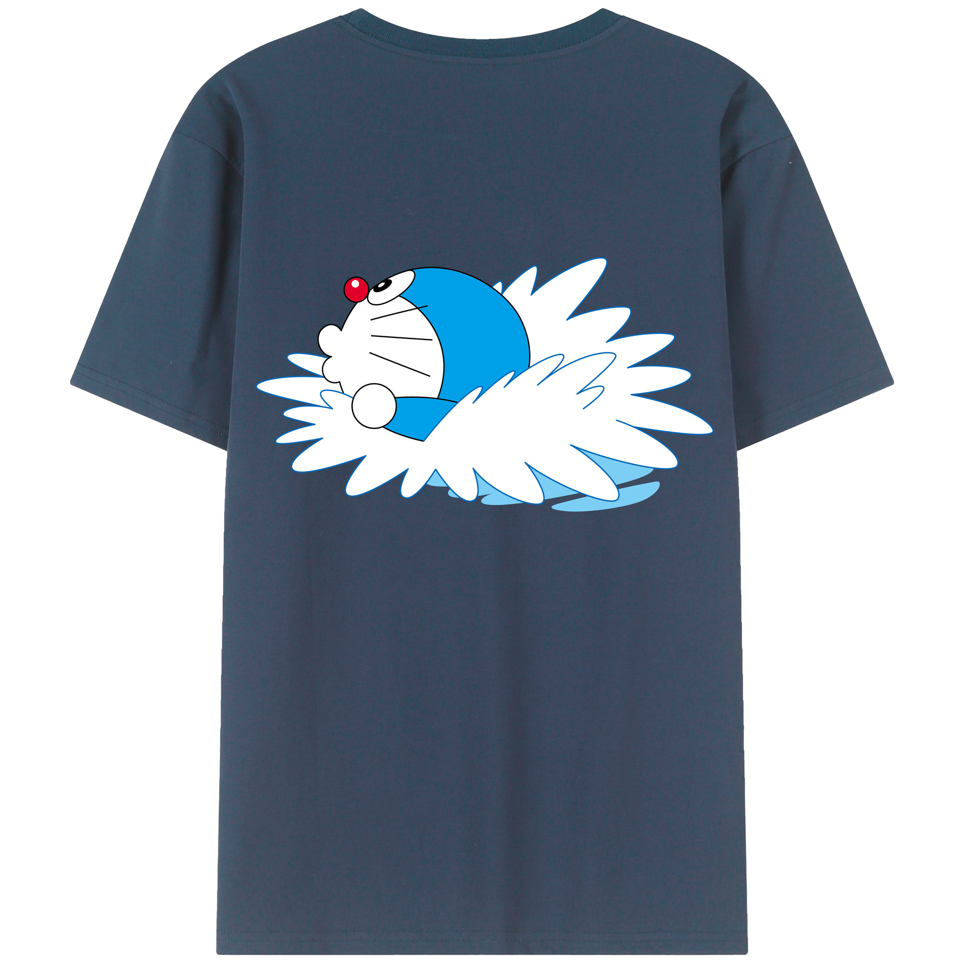 （画像用） ドラえもん Doraemon 綿100％ メンズ半袖Tシャツ（バックプリント） 通気性
