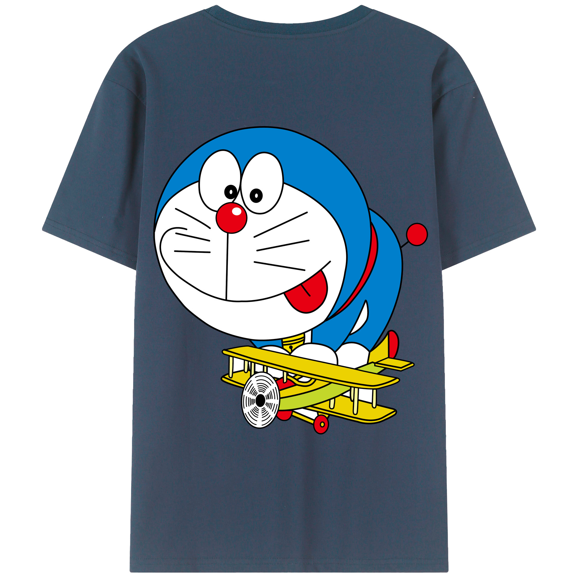 （画像用） ドラえもん Doraemon 綿100％ メンズ半袖Tシャツ（バックプリント） 通気性