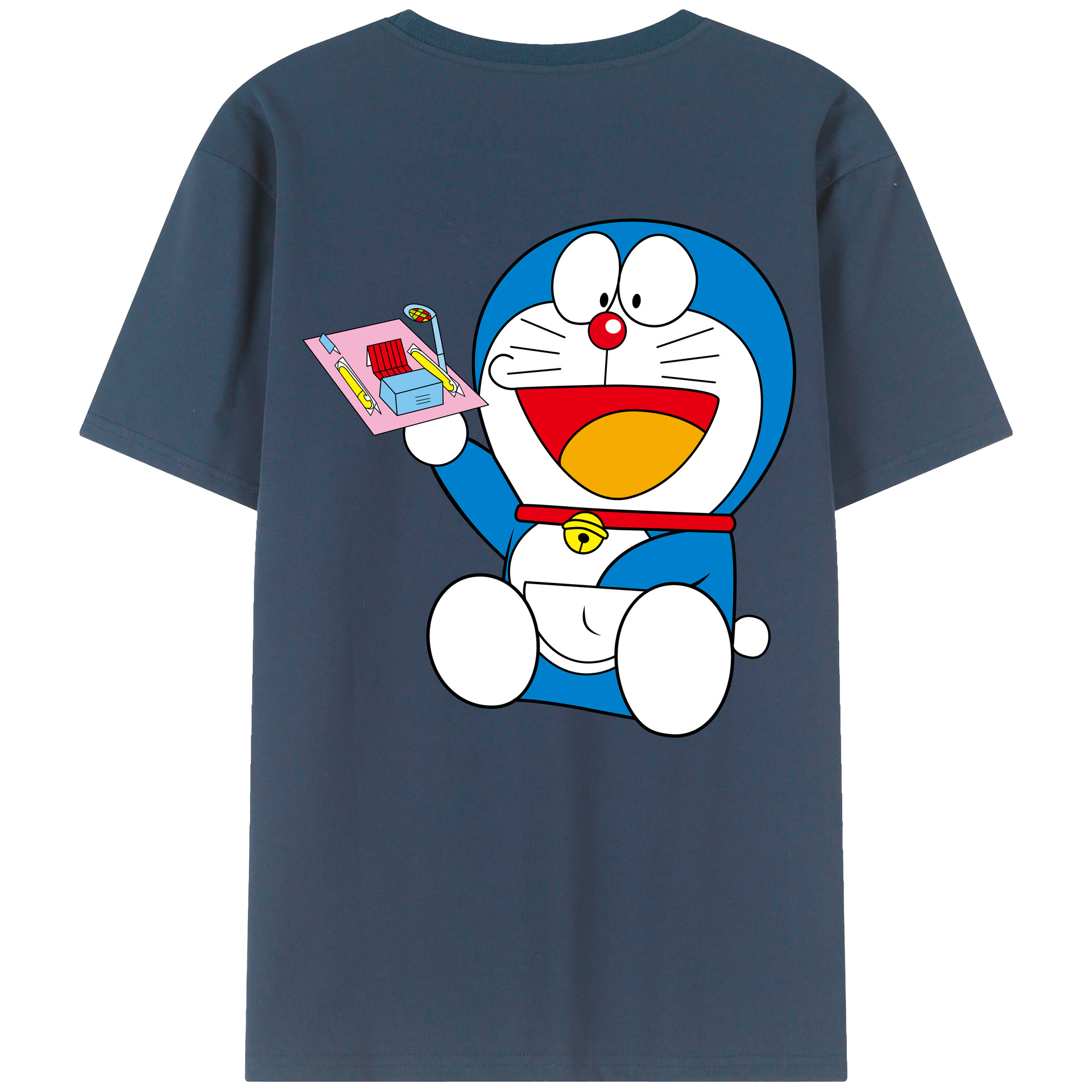 （画像用） ドラえもん Doraemon 綿100％ メンズ半袖Tシャツ（バックプリント） 通気性