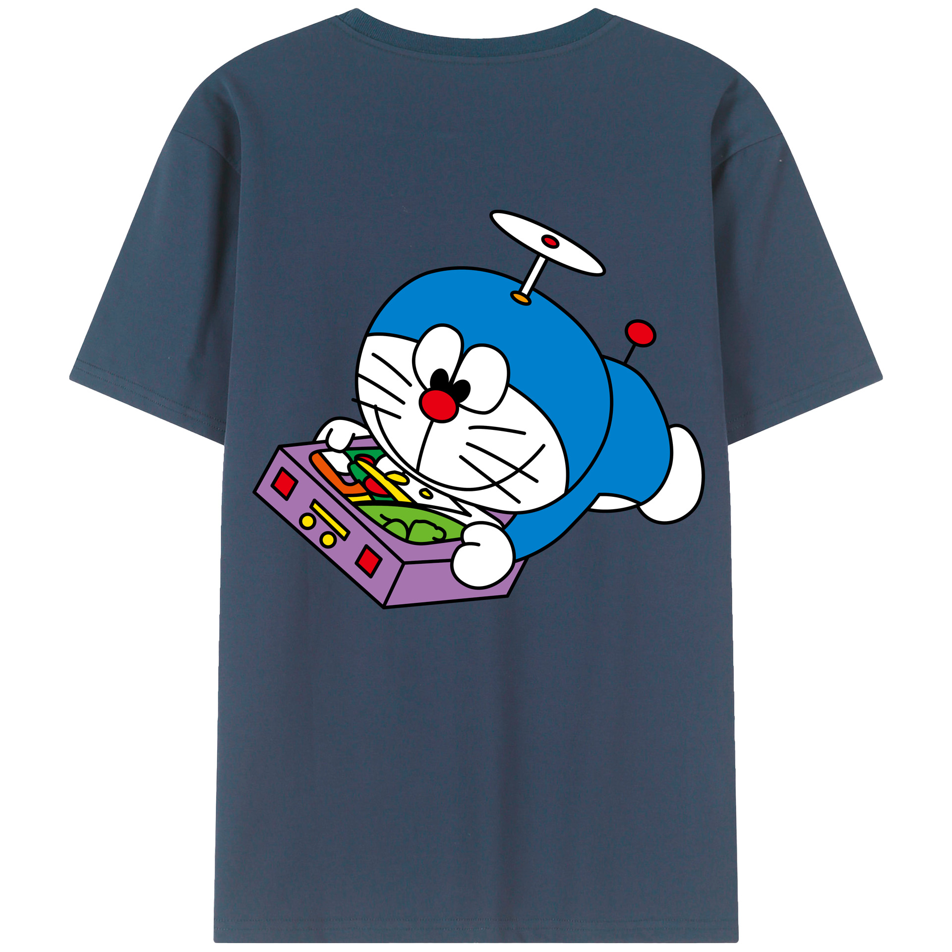 （画像用） ドラえもん Doraemon 綿100％ メンズ半袖Tシャツ（バックプリント） 通気性