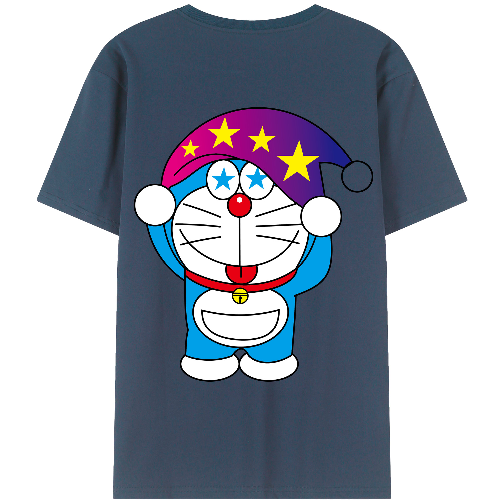 （画像用） ドラえもん Doraemon 綿100％ メンズ半袖Tシャツ（バックプリント） 通気性