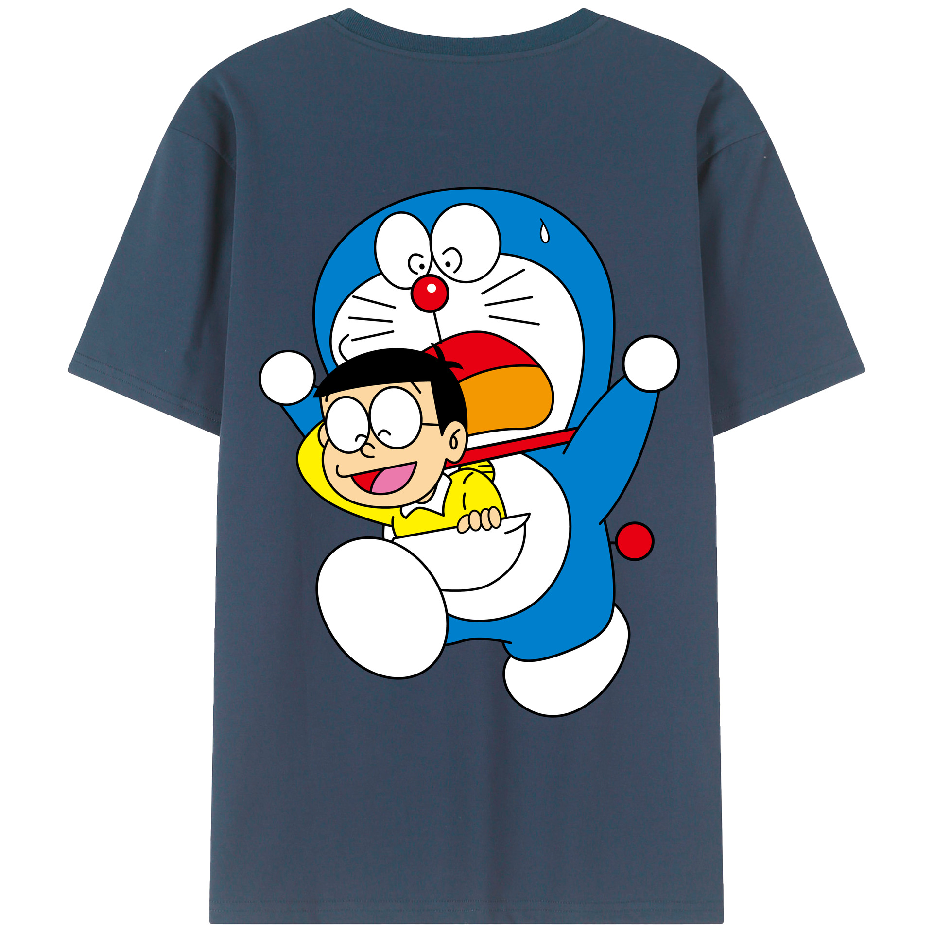 （画像用） ドラえもん Doraemon 綿100％ メンズ半袖Tシャツ（バックプリント） 通気性