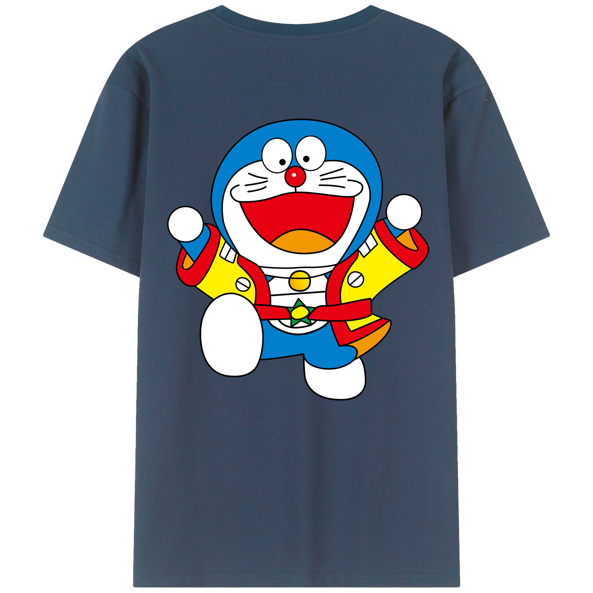 （画像用） ドラえもん Doraemon 綿100％ メンズ半袖Tシャツ（バックプリント） 通気性