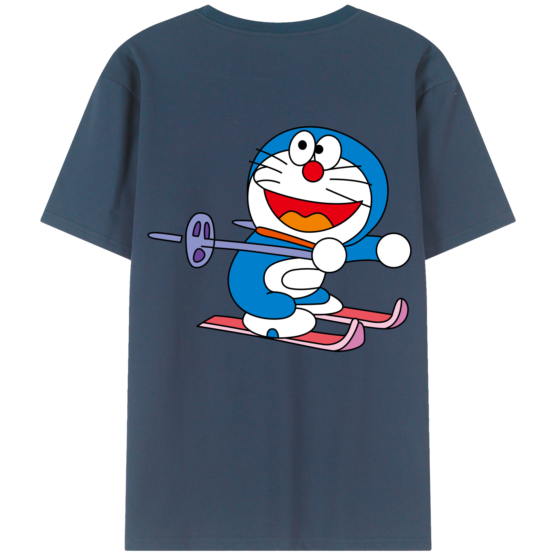 （画像用） ドラえもん Doraemon 綿100％ メンズ半袖Tシャツ（バックプリント） 通気性