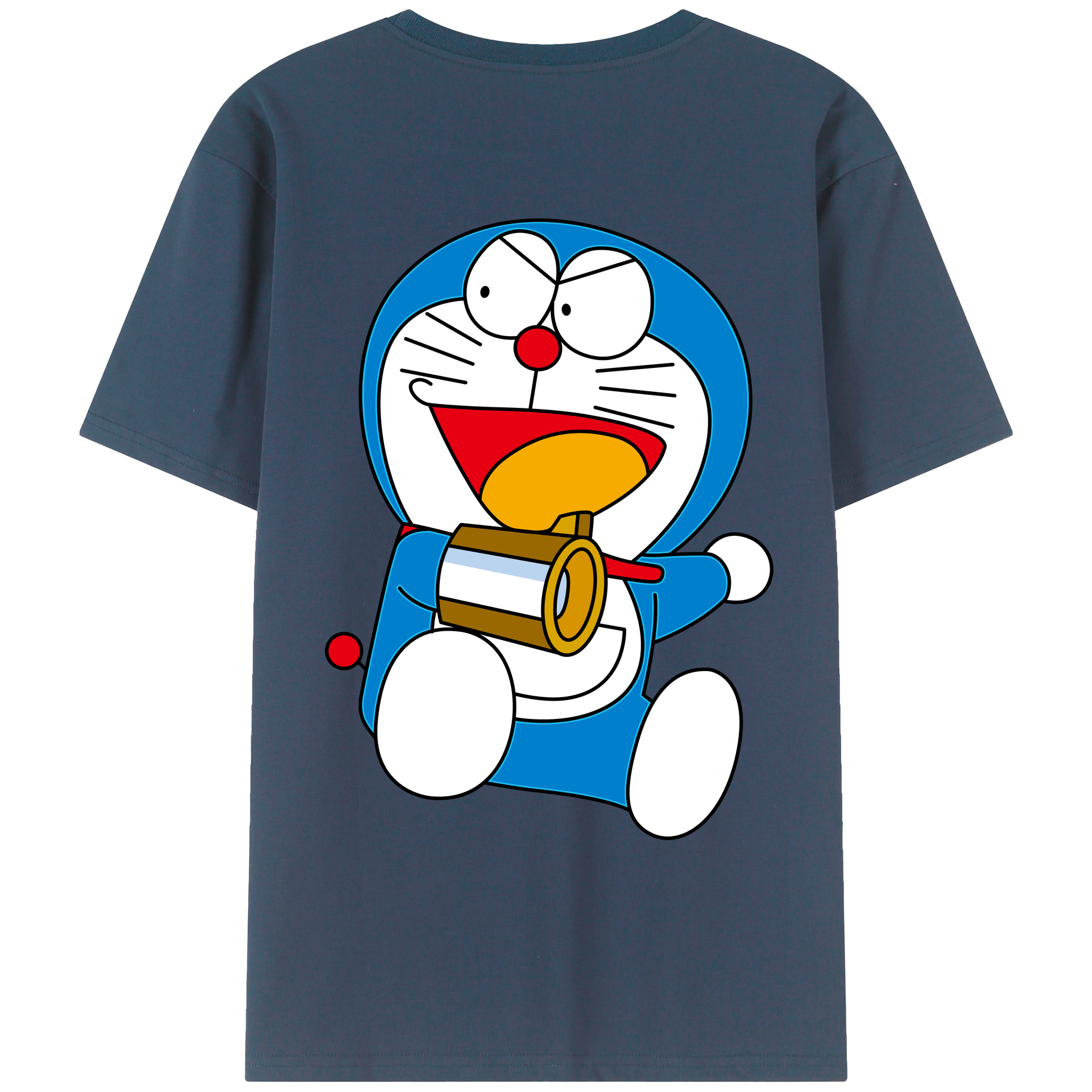 （画像用） ドラえもん Doraemon 綿100％ メンズ半袖Tシャツ（バックプリント） 通気性