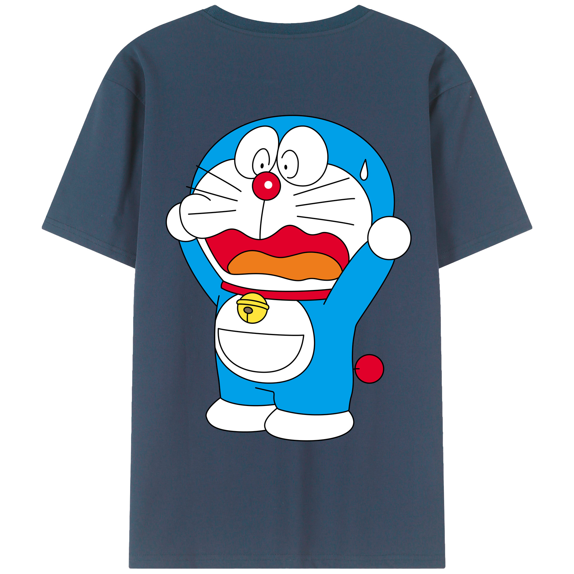 （画像用） ドラえもん Doraemon 綿100％ メンズ半袖Tシャツ（バックプリント） 通気性