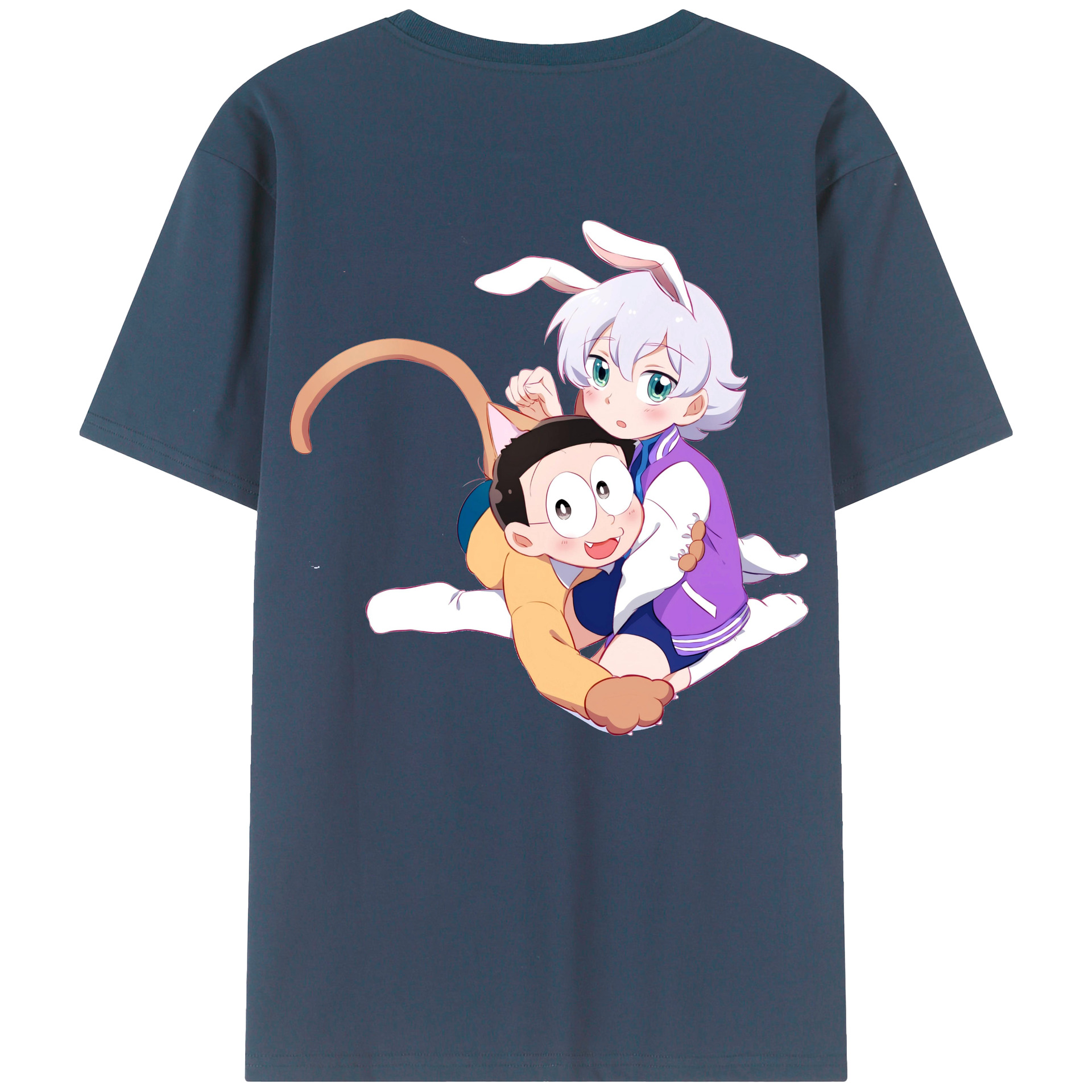 （画像用） ドラえもん 野比 のび太 Doraemon Nobita Nobi 綿100％ メンズ半袖Tシャツ（バックプリント） 通気性