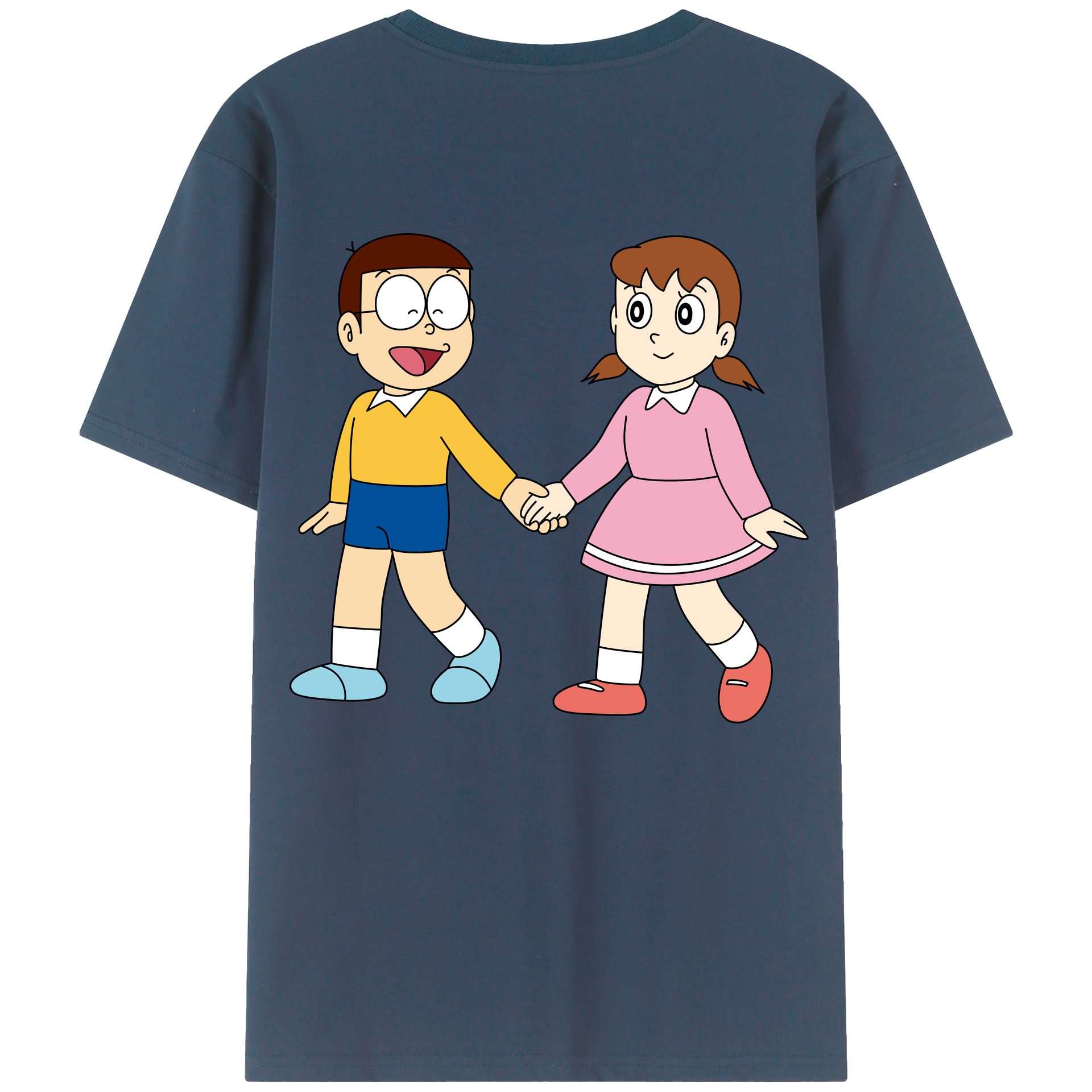 （画像用） ドラえもん 野比 のび太 Doraemon Nobita Nobi 綿100％ メンズ半袖Tシャツ（バックプリント） 通気性