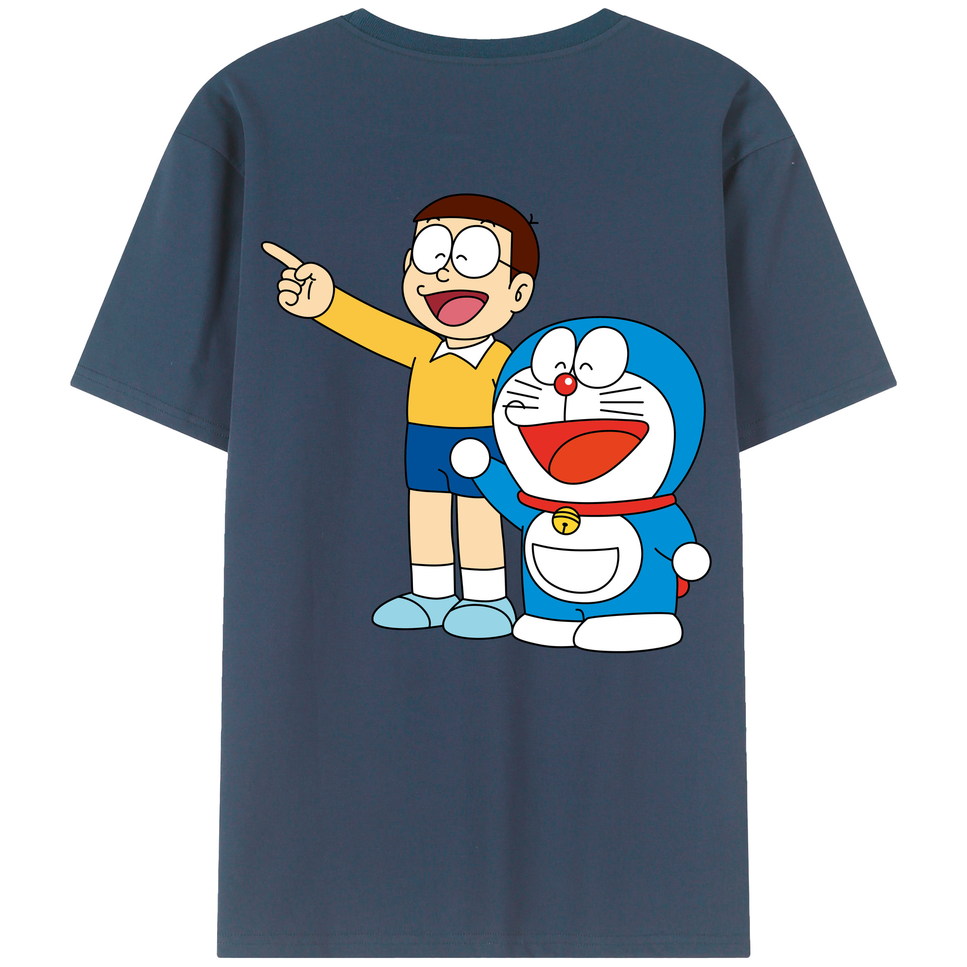 （画像用） ドラえもん 野比 のび太 Doraemon Nobita Nobi 綿100％ メンズ半袖Tシャツ（バックプリント） 通気性